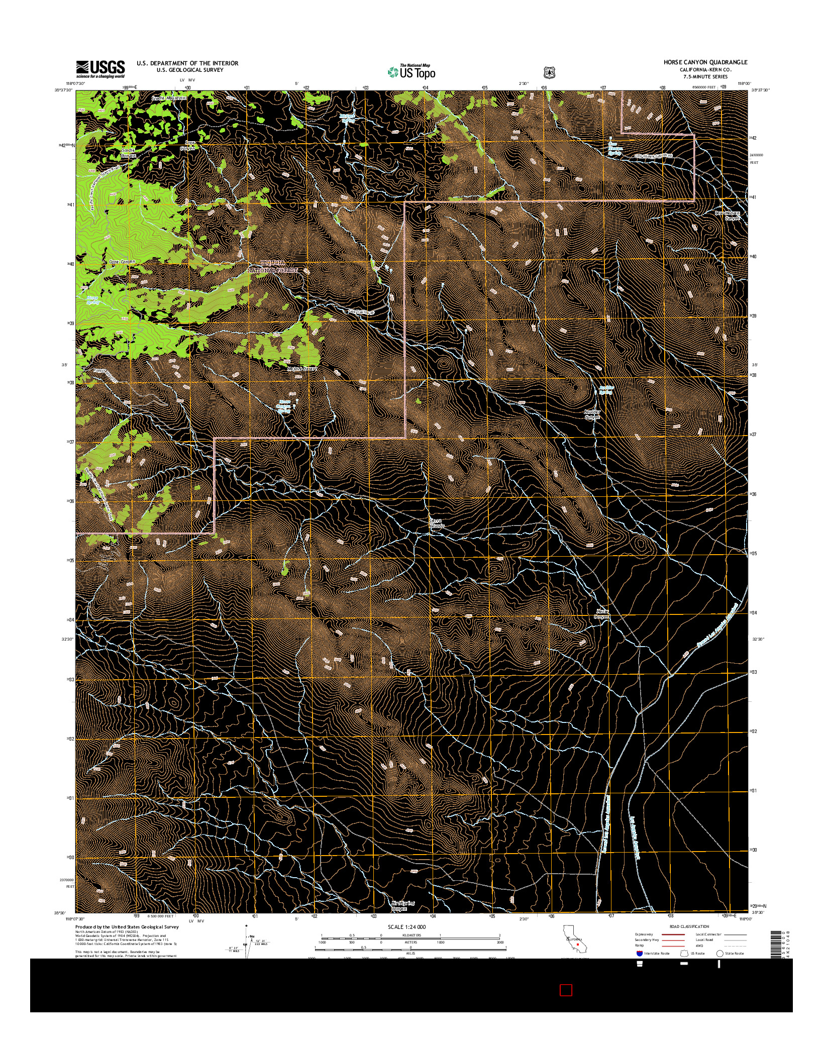 USGS US TOPO 7.5-MINUTE MAP FOR HORSE CANYON, CA 2015