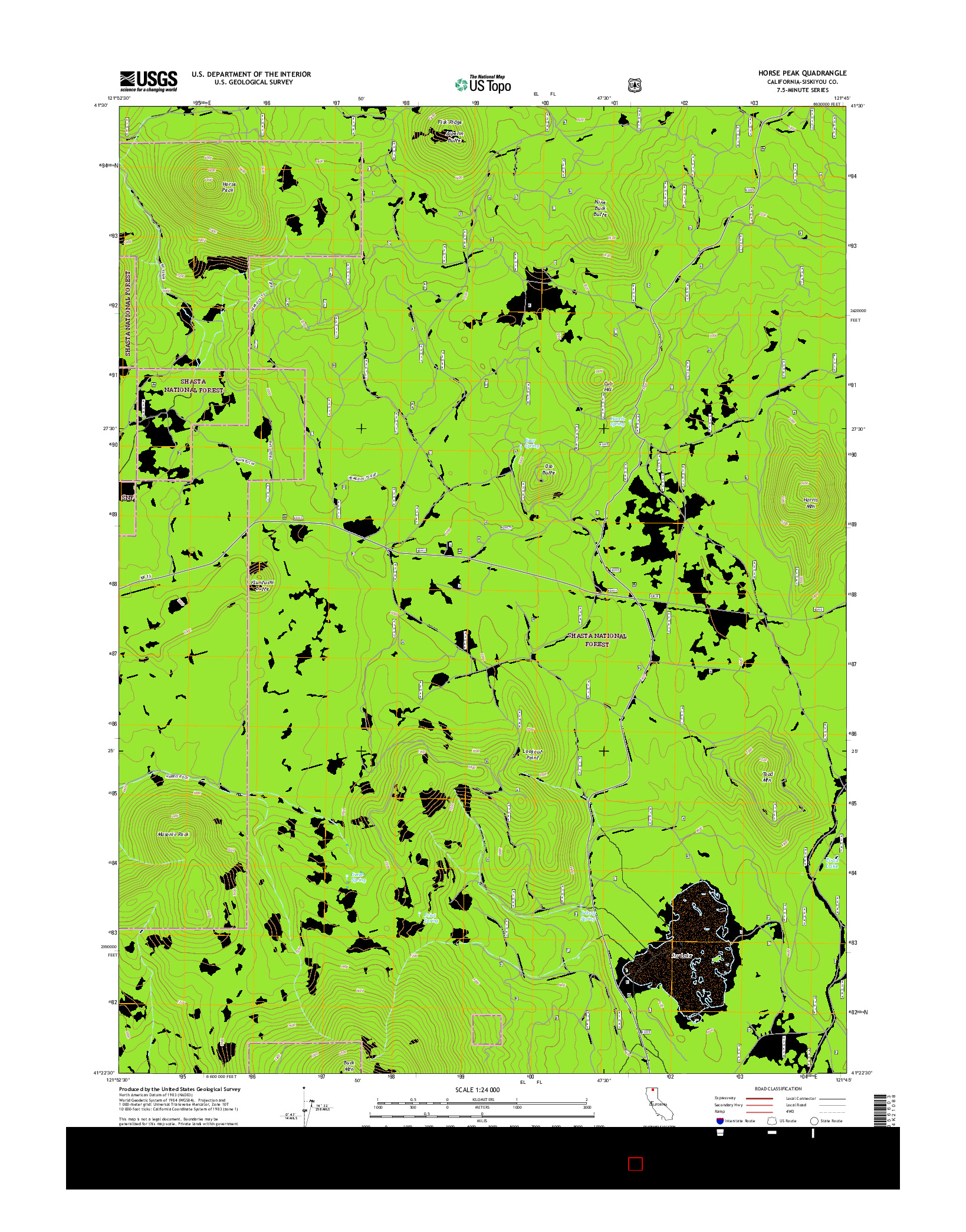 USGS US TOPO 7.5-MINUTE MAP FOR HORSE PEAK, CA 2015