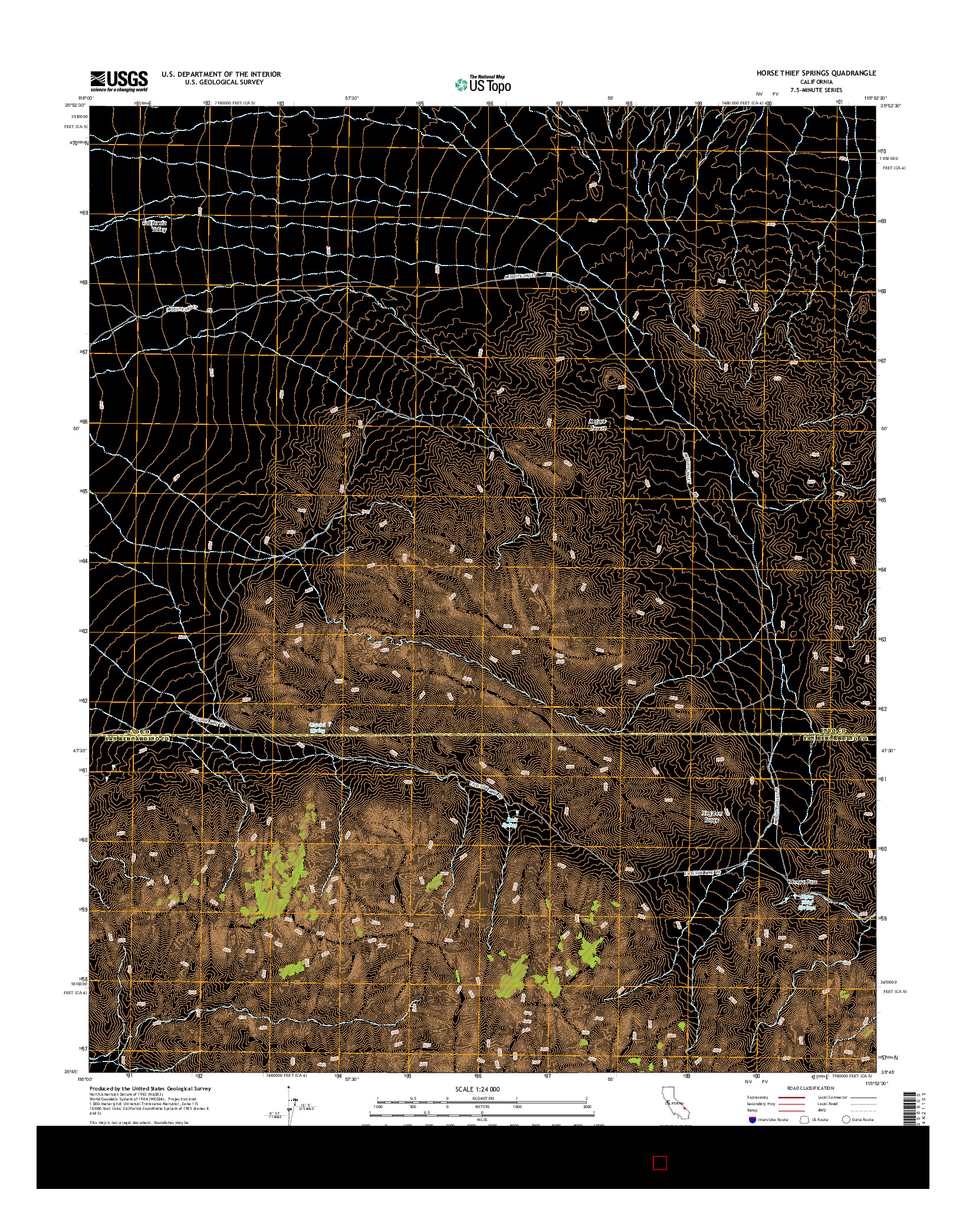 USGS US TOPO 7.5-MINUTE MAP FOR HORSE THIEF SPRINGS, CA 2015