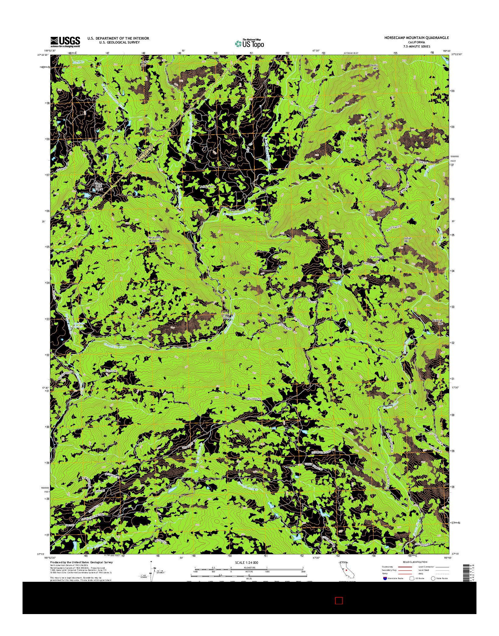 USGS US TOPO 7.5-MINUTE MAP FOR HORSECAMP MOUNTAIN, CA 2015