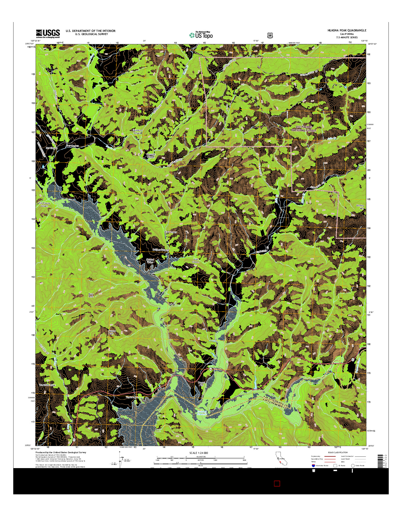 USGS US TOPO 7.5-MINUTE MAP FOR HUASNA PEAK, CA 2015