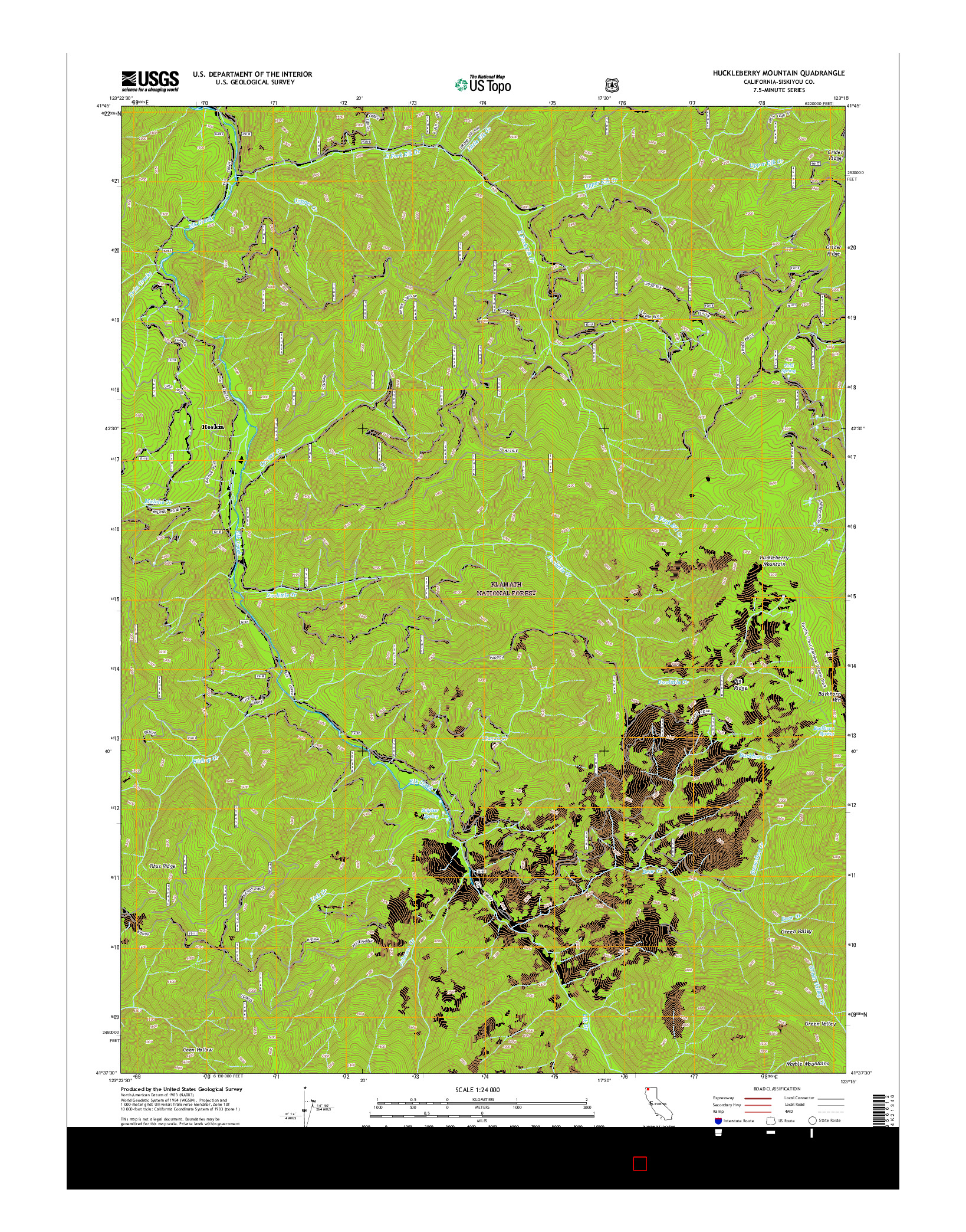 USGS US TOPO 7.5-MINUTE MAP FOR HUCKLEBERRY MOUNTAIN, CA 2015
