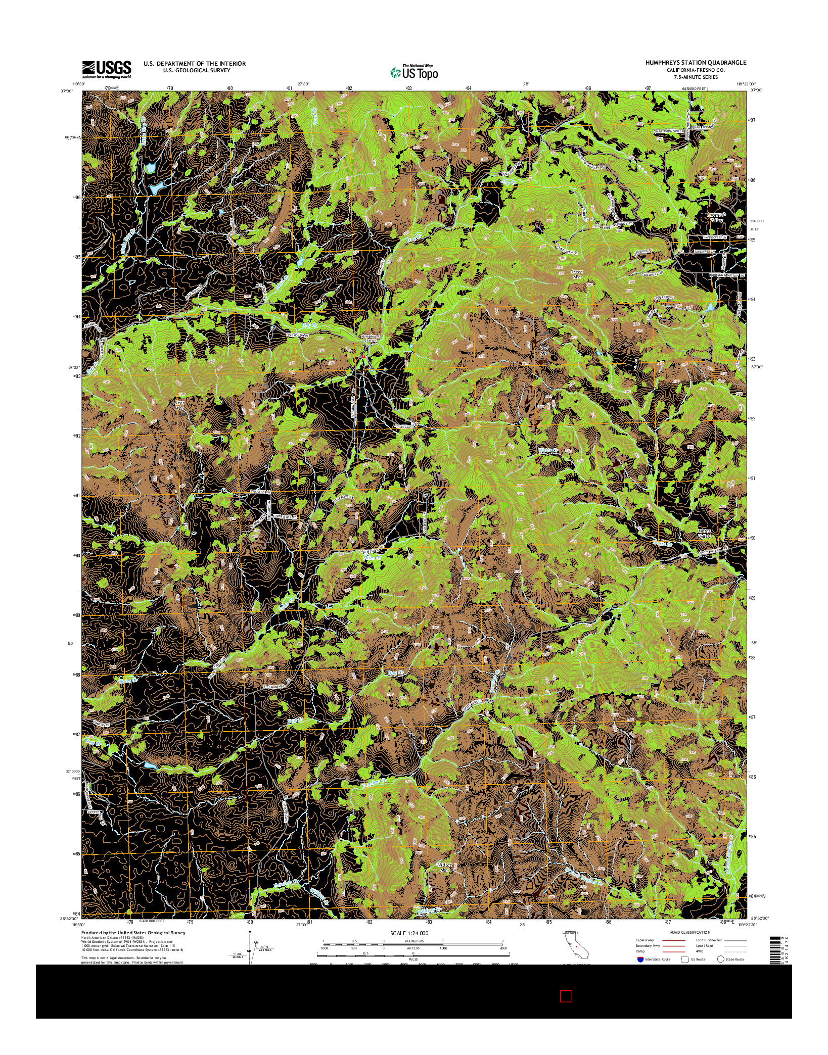 USGS US TOPO 7.5-MINUTE MAP FOR HUMPHREYS STATION, CA 2015