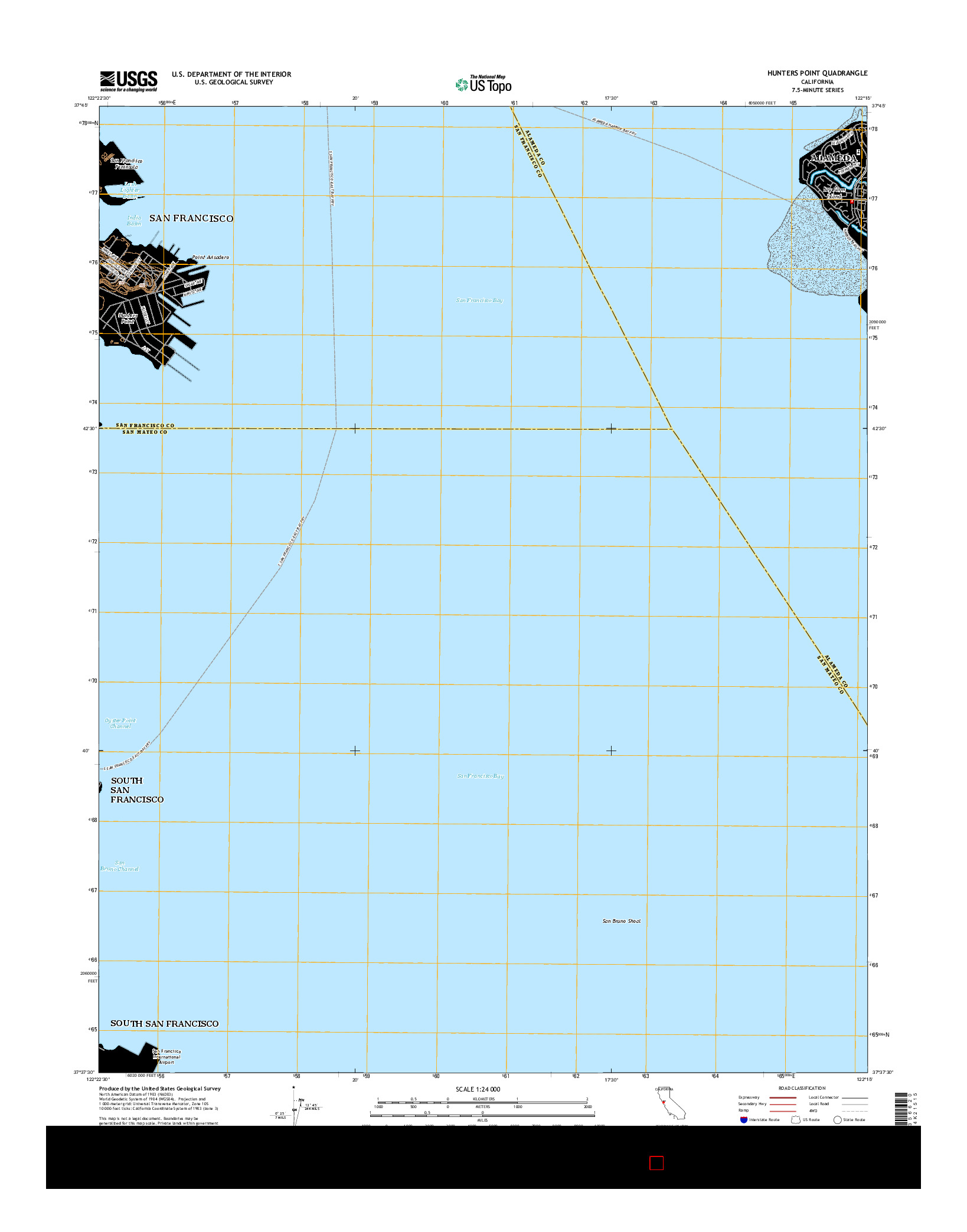 USGS US TOPO 7.5-MINUTE MAP FOR HUNTERS POINT, CA 2015