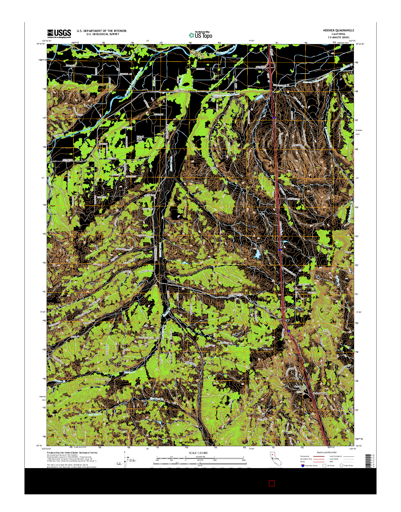 USGS US TOPO 7.5-MINUTE MAP FOR HOOKER, CA 2015