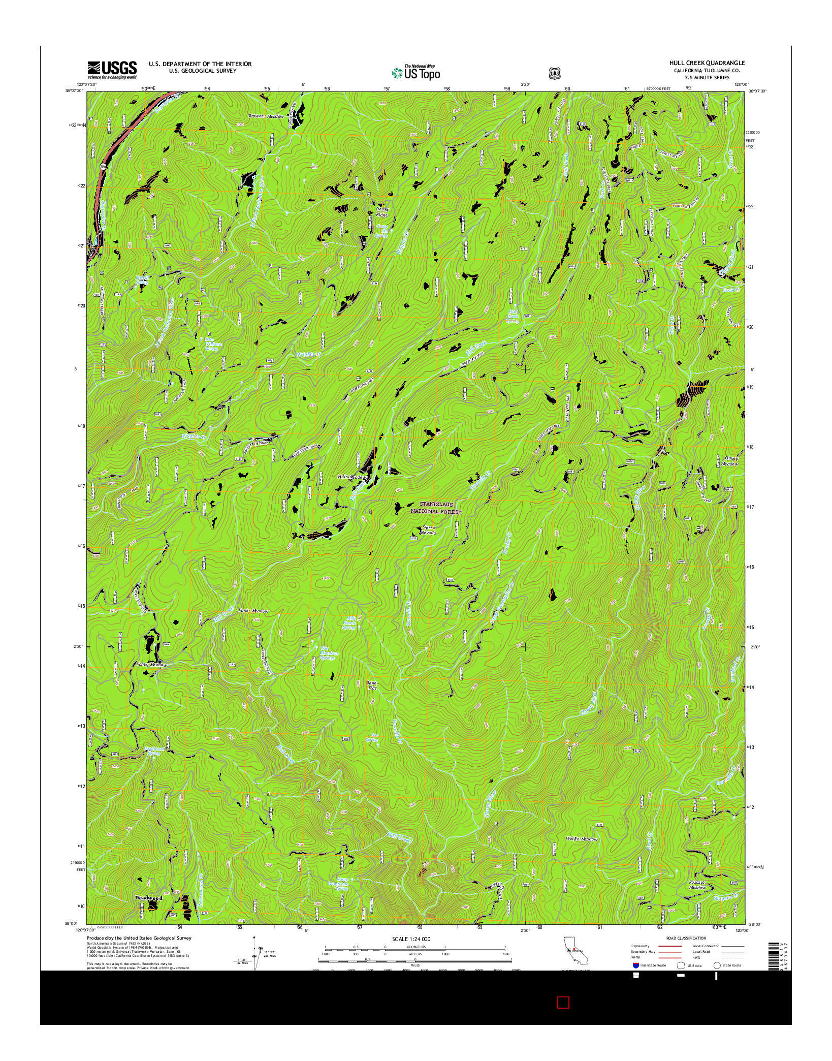 USGS US TOPO 7.5-MINUTE MAP FOR HULL CREEK, CA 2015