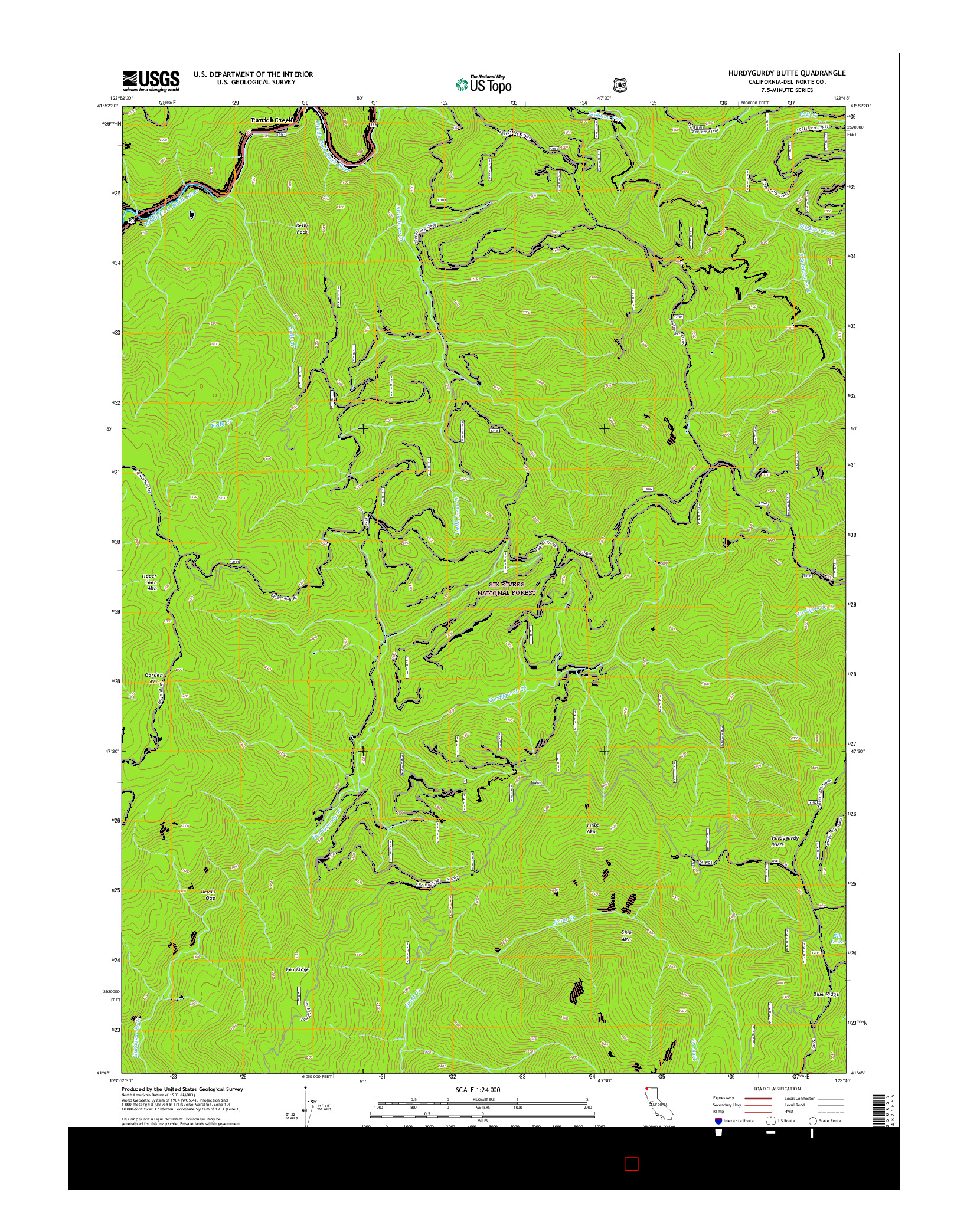 USGS US TOPO 7.5-MINUTE MAP FOR HURDYGURDY BUTTE, CA 2015