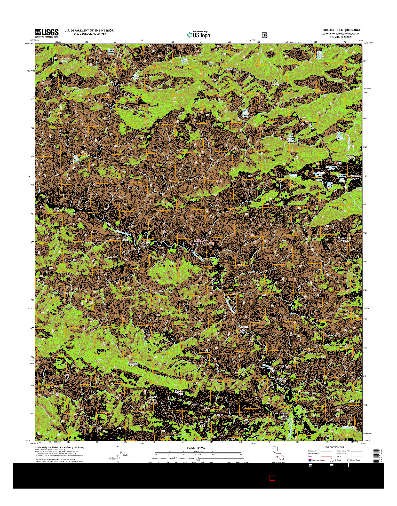 USGS US TOPO 7.5-MINUTE MAP FOR HURRICANE DECK, CA 2015