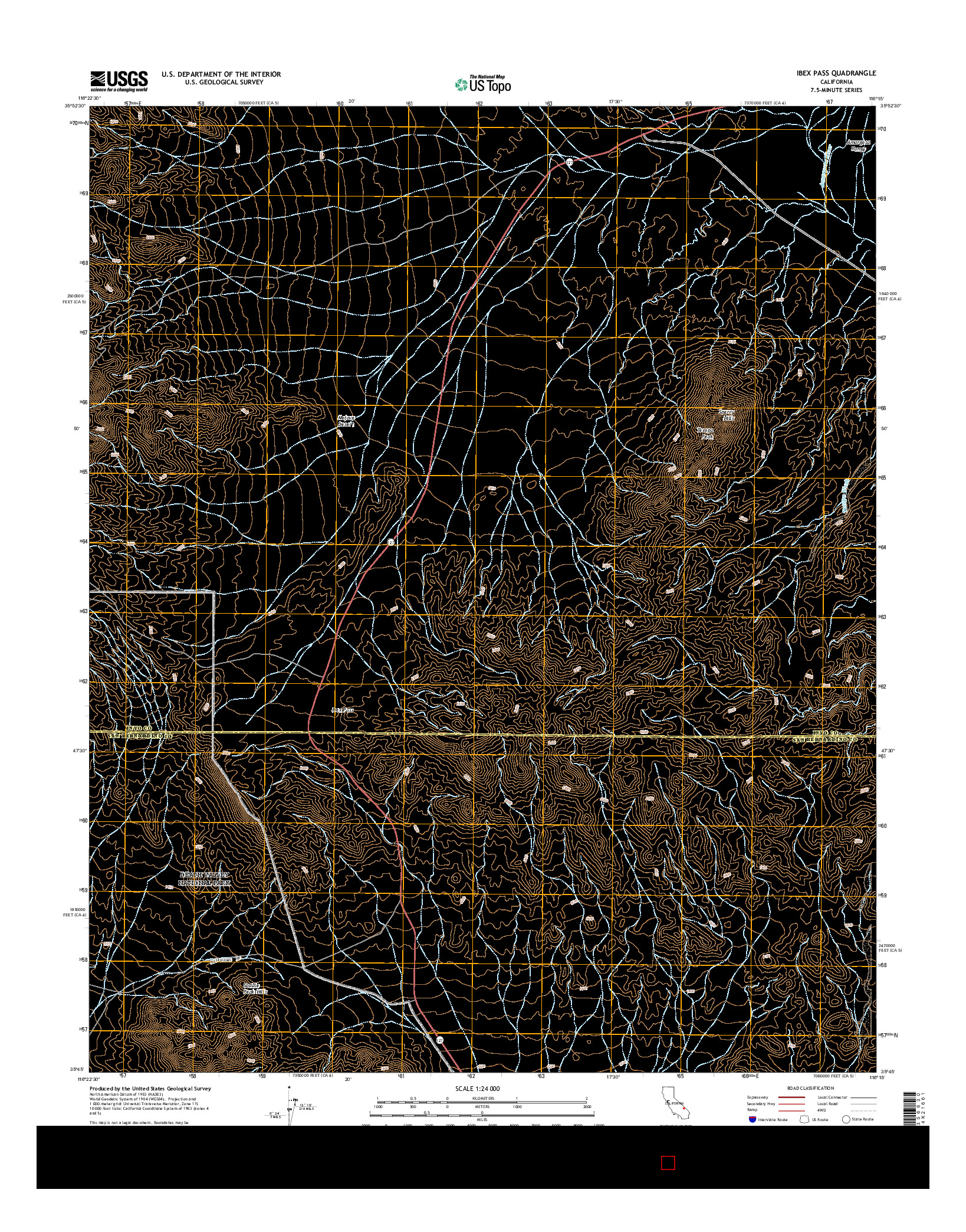 USGS US TOPO 7.5-MINUTE MAP FOR IBEX PASS, CA 2015