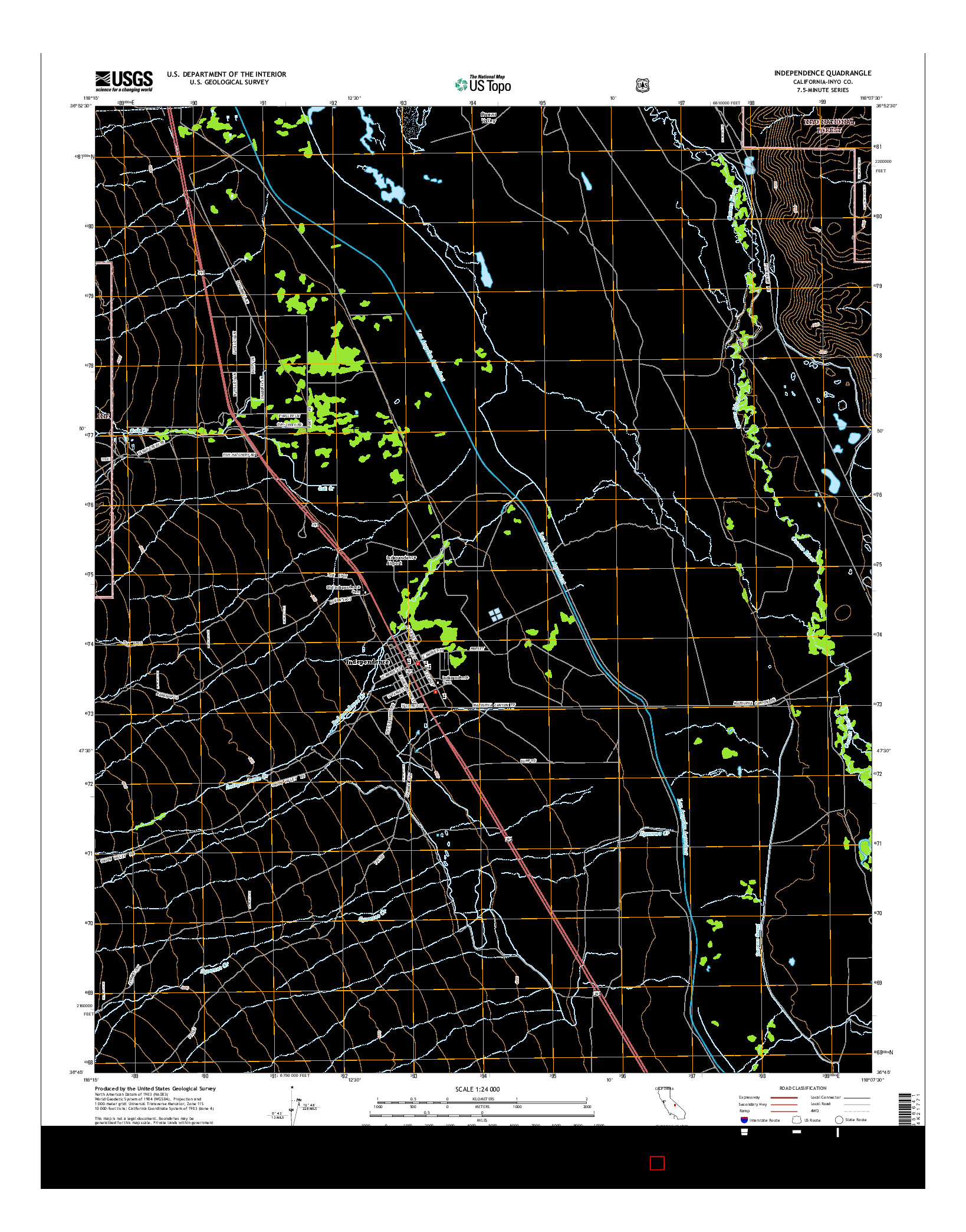 USGS US TOPO 7.5-MINUTE MAP FOR INDEPENDENCE, CA 2015