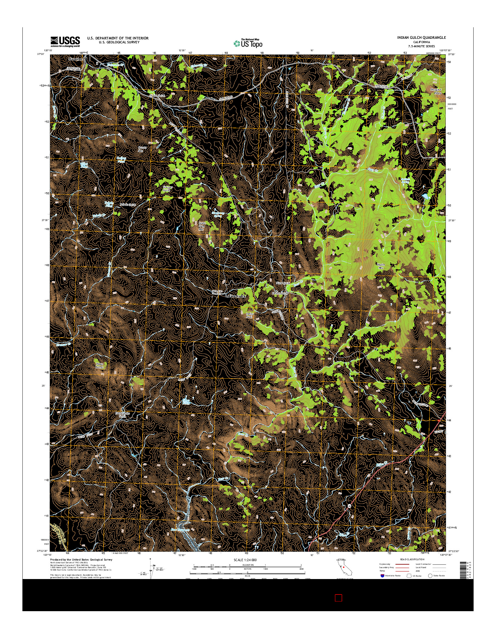 USGS US TOPO 7.5-MINUTE MAP FOR INDIAN GULCH, CA 2015