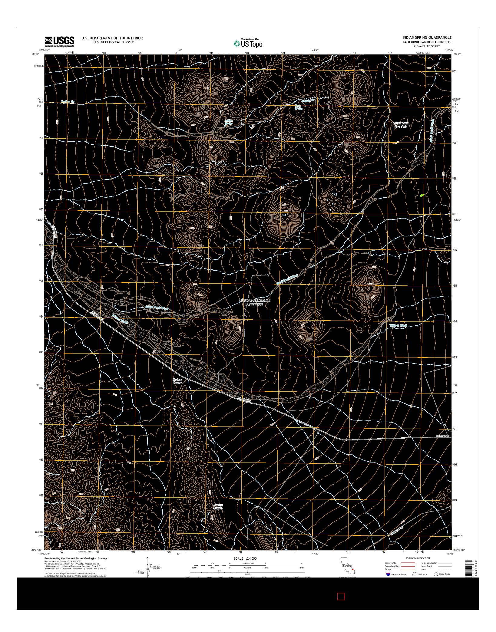 USGS US TOPO 7.5-MINUTE MAP FOR INDIAN SPRING, CA 2015