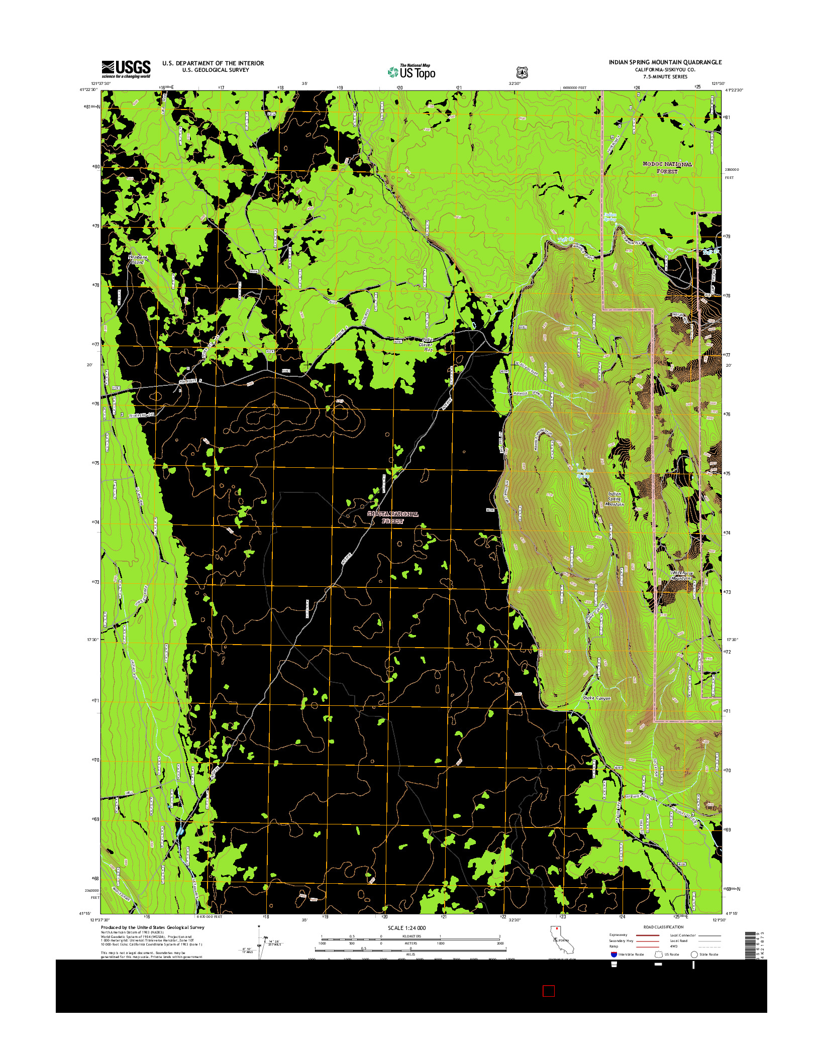 USGS US TOPO 7.5-MINUTE MAP FOR INDIAN SPRING MOUNTAIN, CA 2015