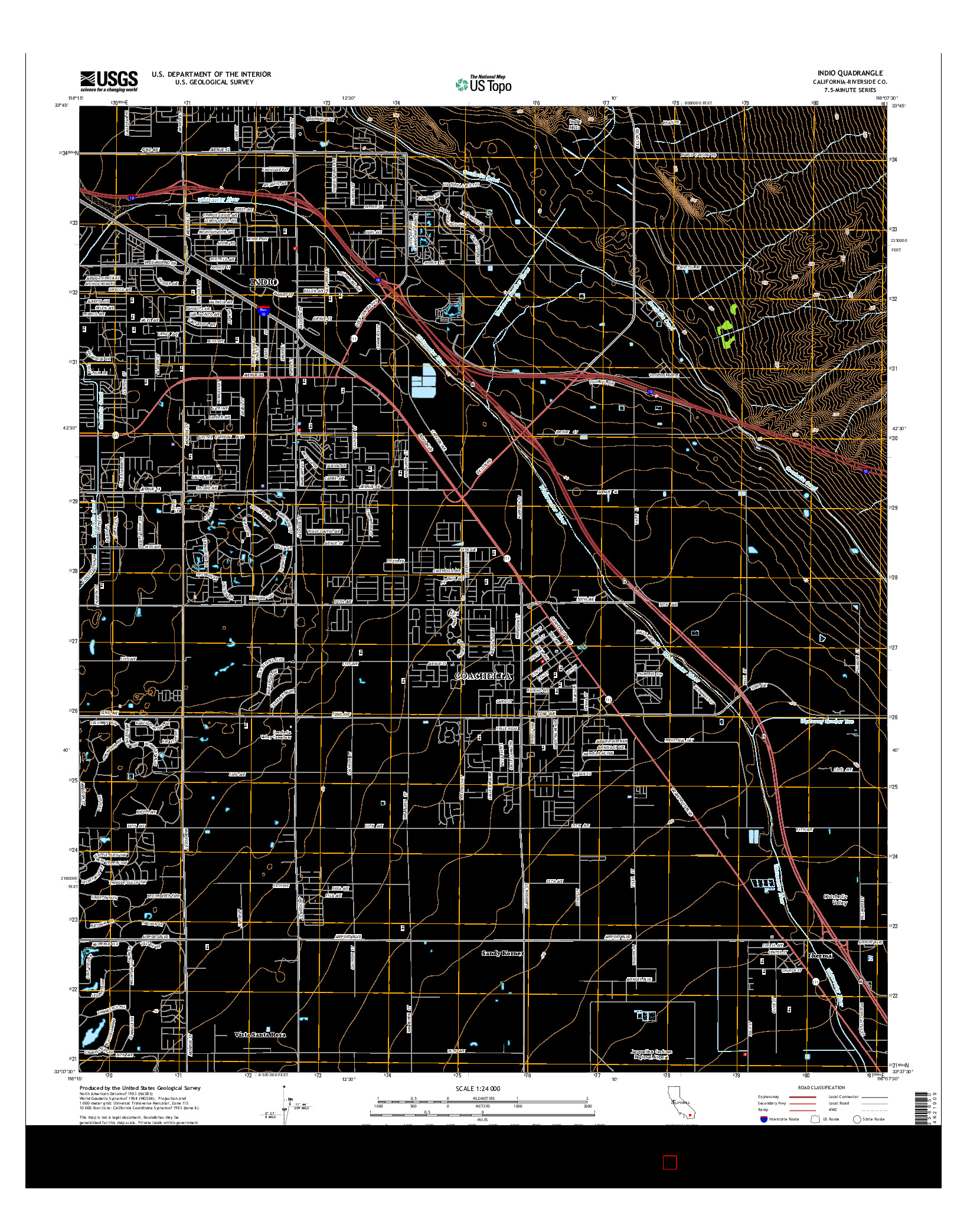 USGS US TOPO 7.5-MINUTE MAP FOR INDIO, CA 2015