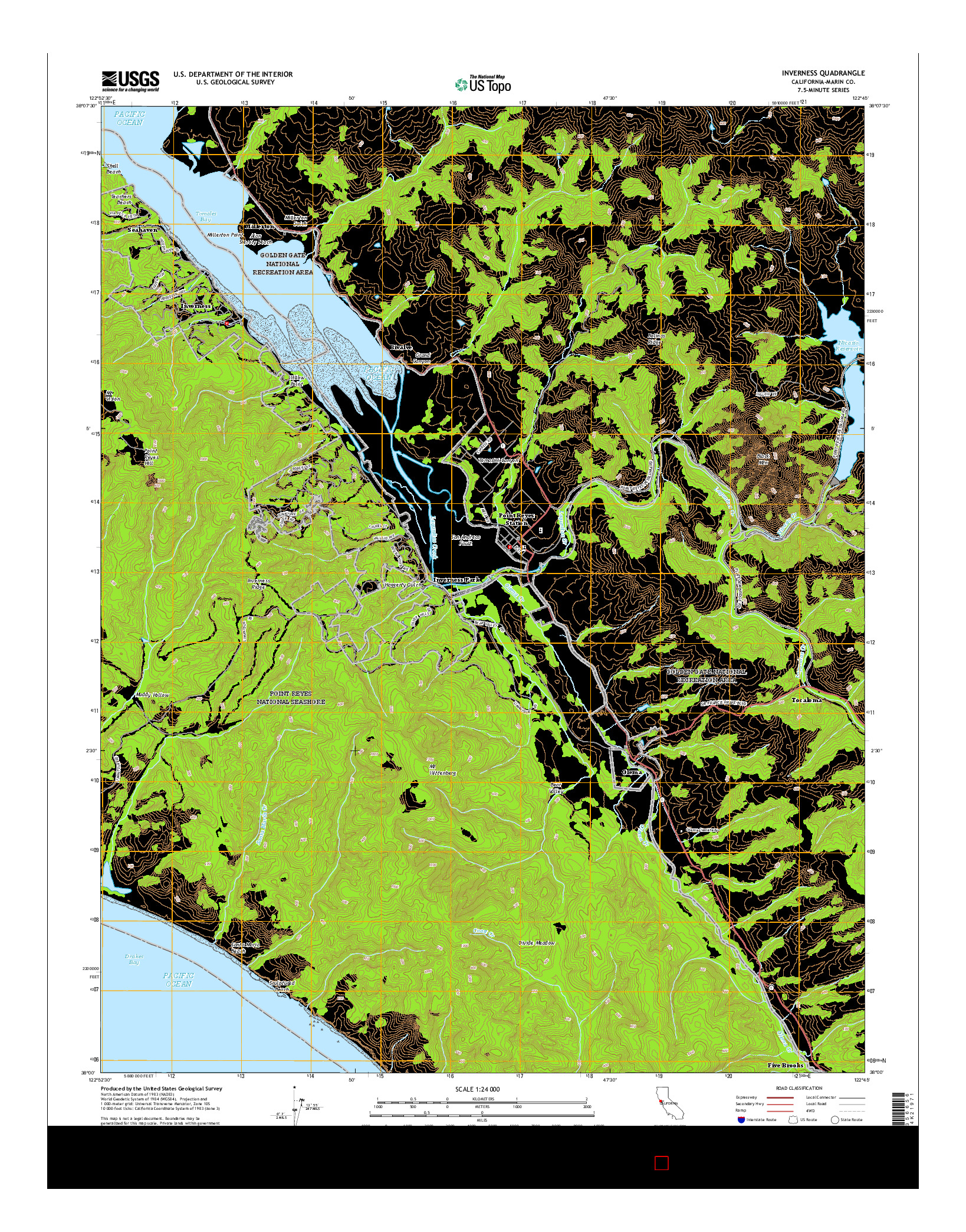 USGS US TOPO 7.5-MINUTE MAP FOR INVERNESS, CA 2015