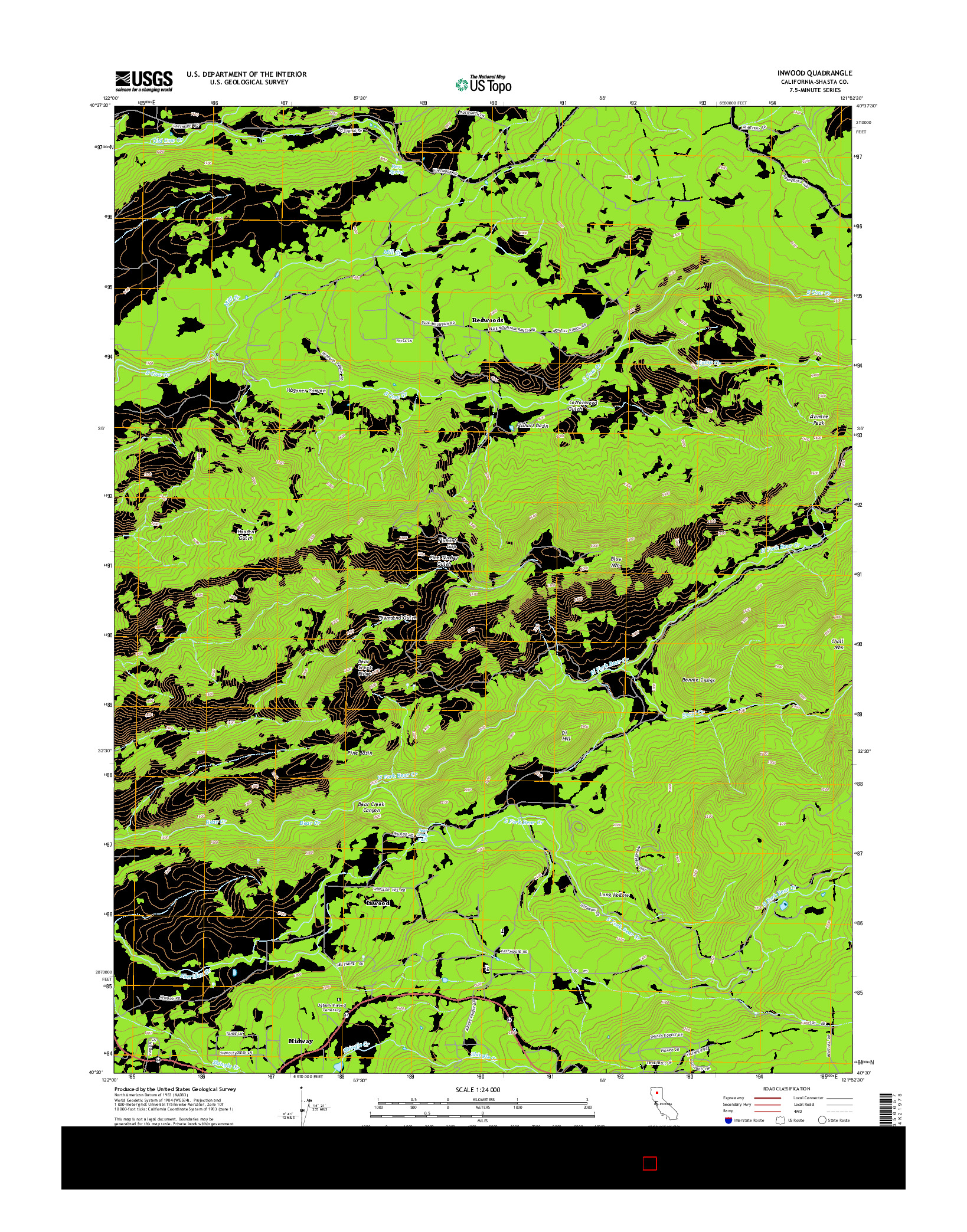 USGS US TOPO 7.5-MINUTE MAP FOR INWOOD, CA 2015