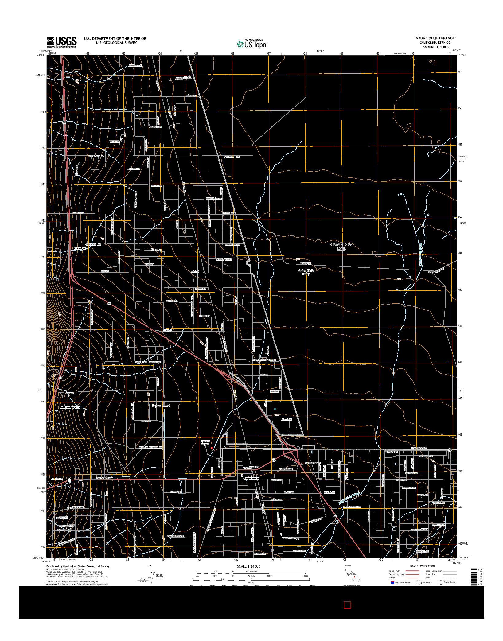 USGS US TOPO 7.5-MINUTE MAP FOR INYOKERN, CA 2015