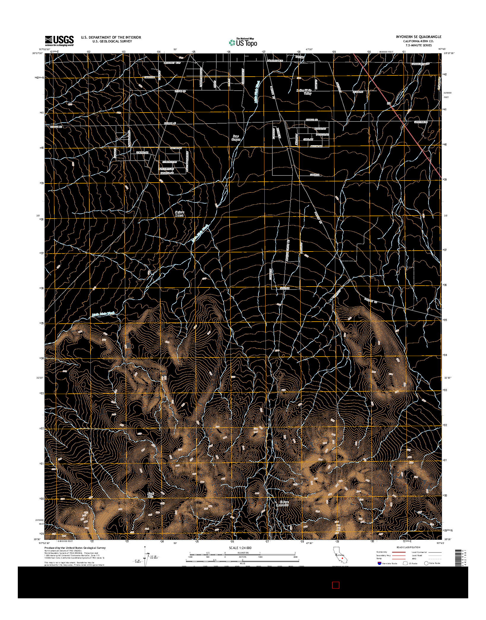 USGS US TOPO 7.5-MINUTE MAP FOR INYOKERN SE, CA 2015