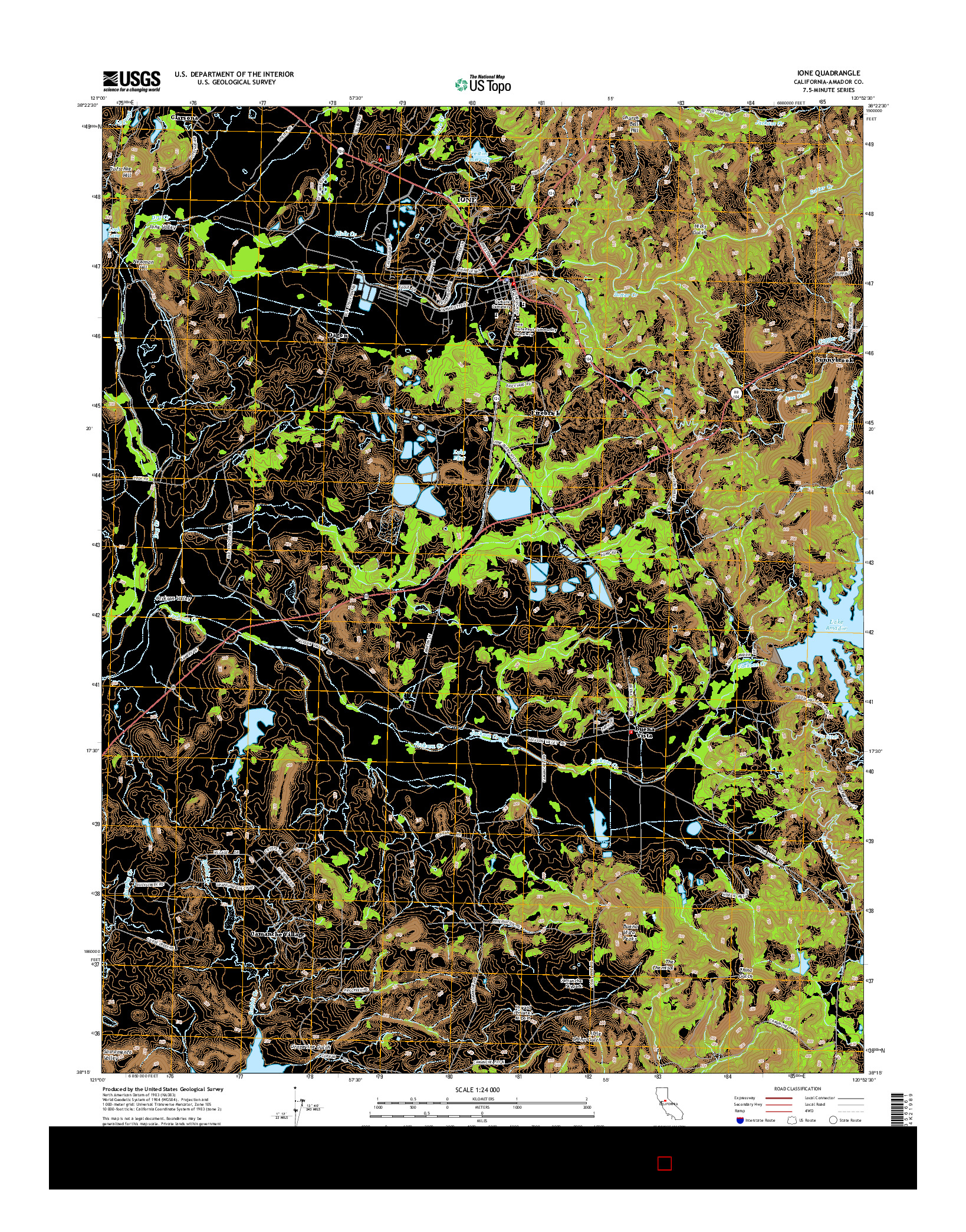 USGS US TOPO 7.5-MINUTE MAP FOR IONE, CA 2015