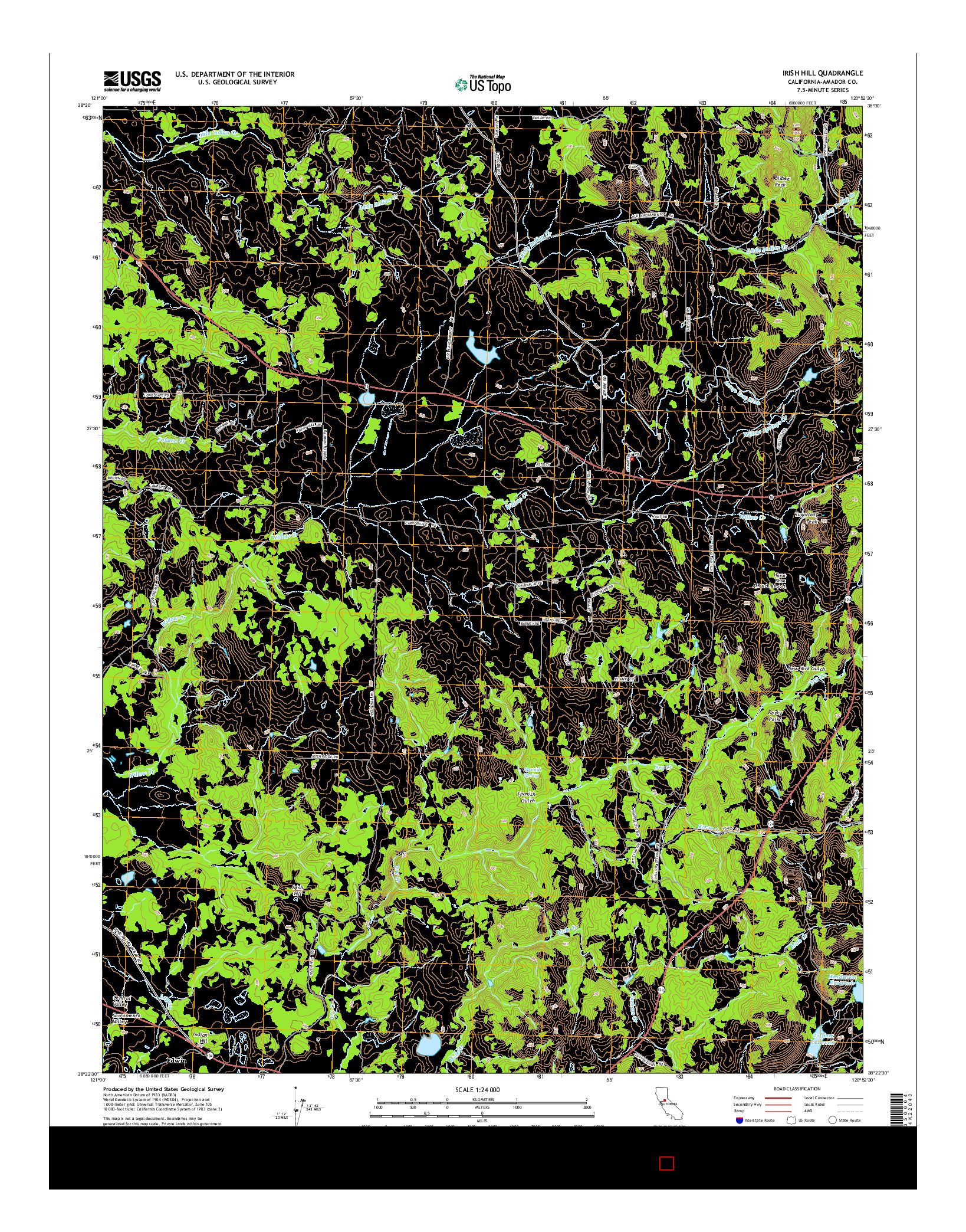 USGS US TOPO 7.5-MINUTE MAP FOR IRISH HILL, CA 2015