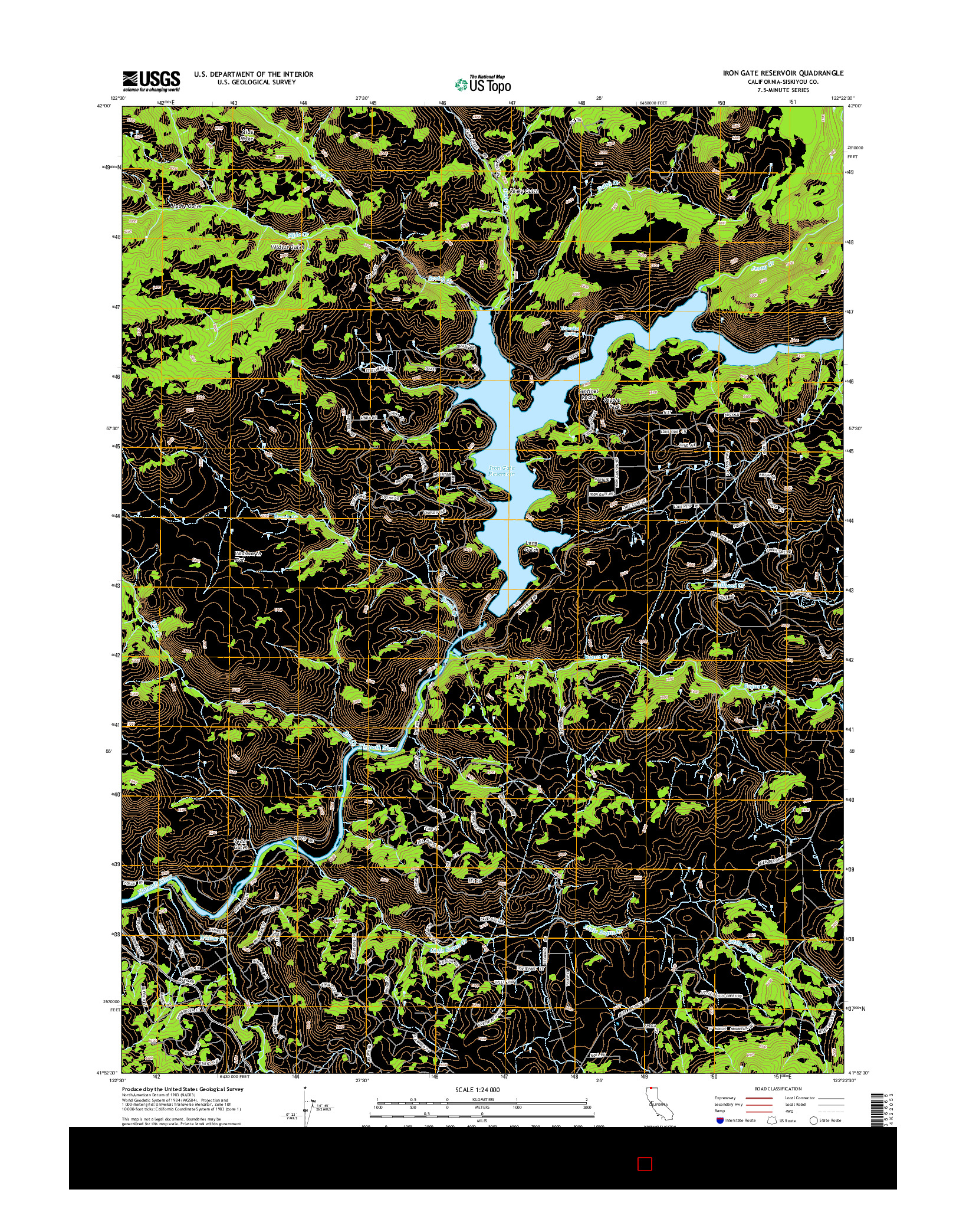 USGS US TOPO 7.5-MINUTE MAP FOR IRON GATE RESERVOIR, CA 2015