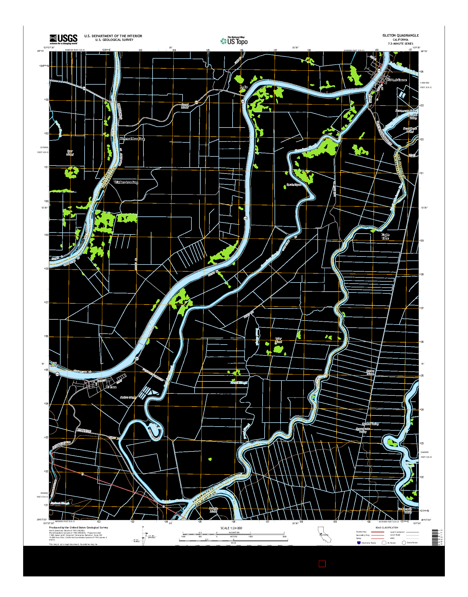 USGS US TOPO 7.5-MINUTE MAP FOR ISLETON, CA 2015