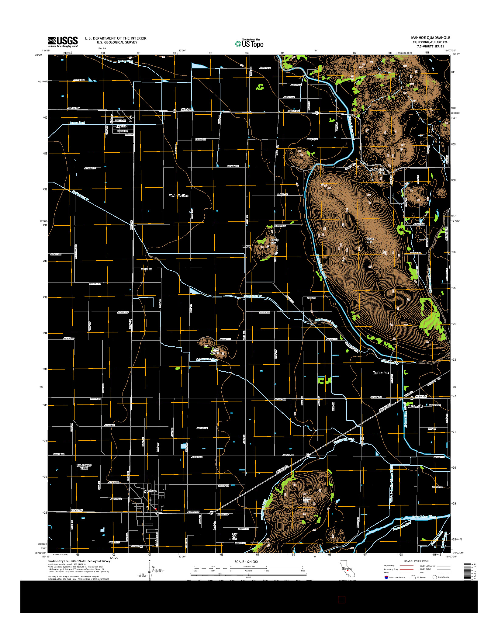 USGS US TOPO 7.5-MINUTE MAP FOR IVANHOE, CA 2015