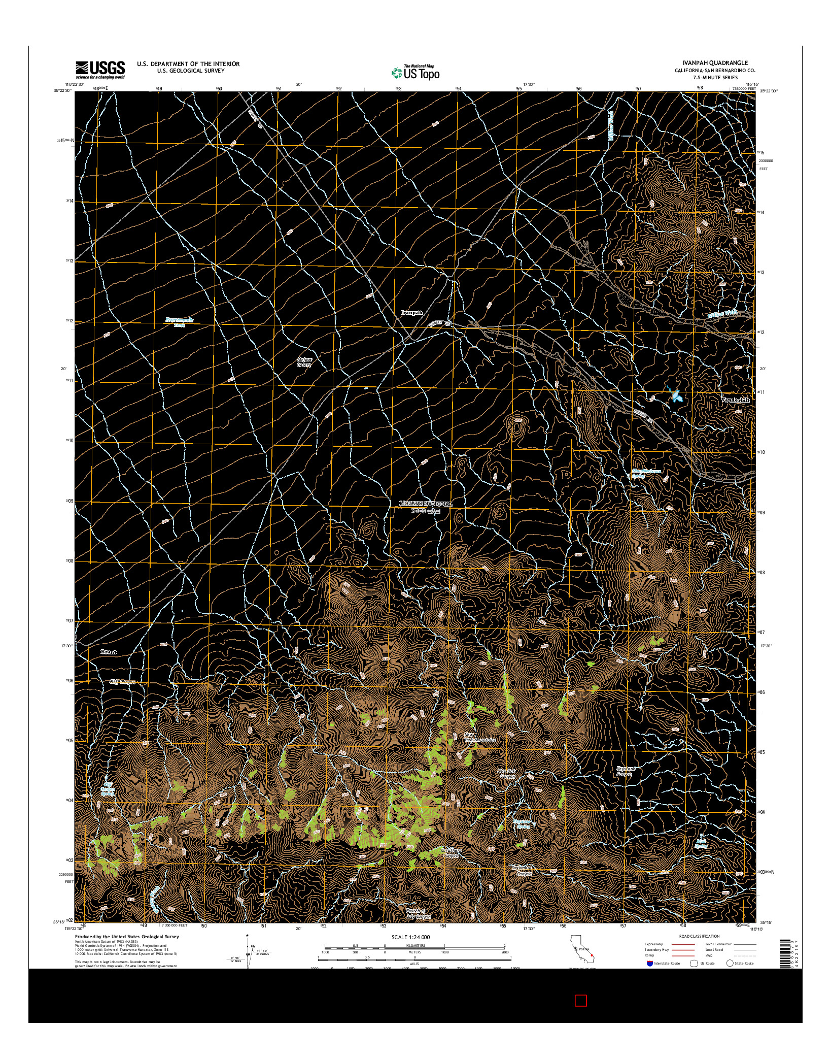 USGS US TOPO 7.5-MINUTE MAP FOR IVANPAH, CA 2015