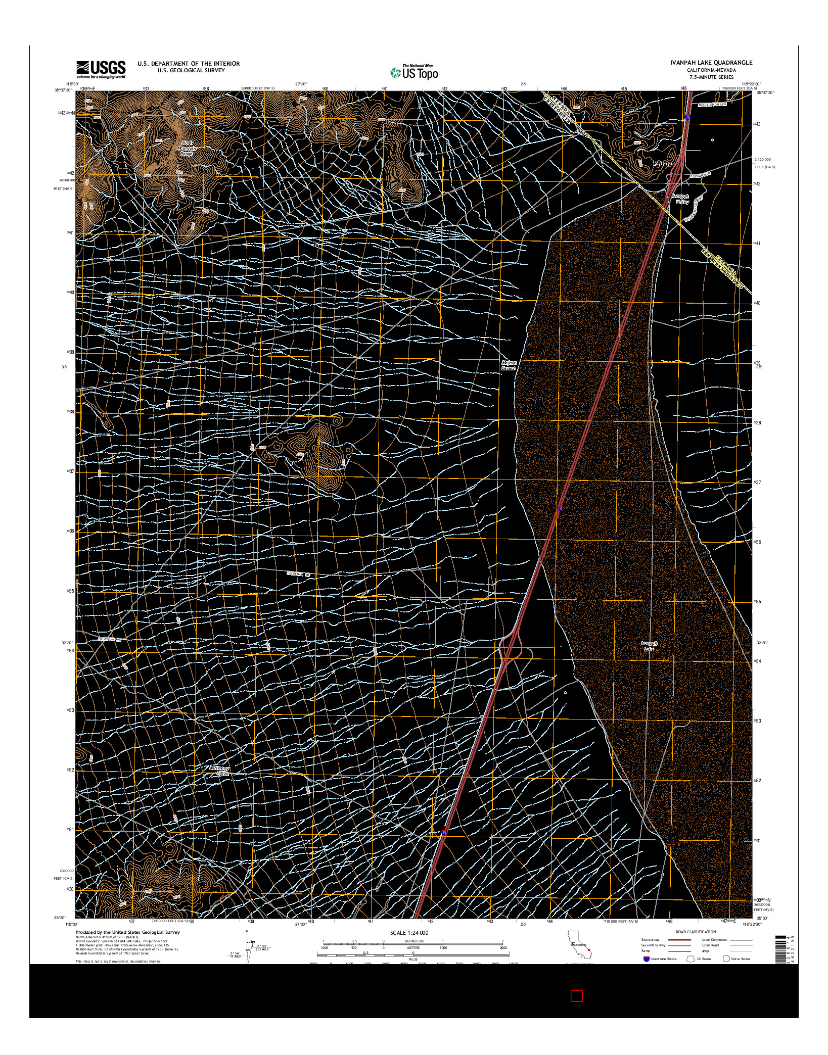 USGS US TOPO 7.5-MINUTE MAP FOR IVANPAH LAKE, CA-NV 2015