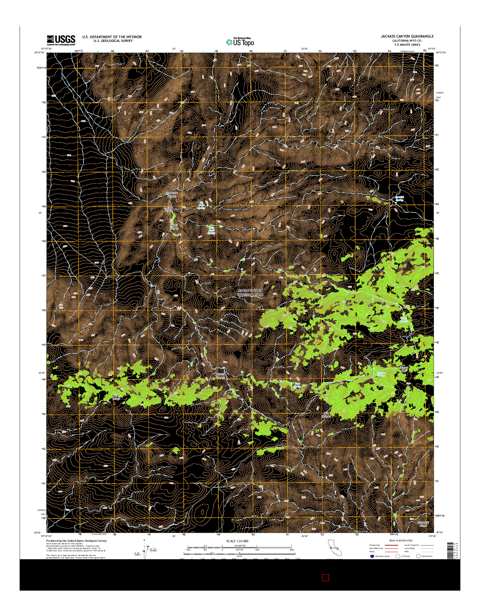 USGS US TOPO 7.5-MINUTE MAP FOR JACKASS CANYON, CA 2015