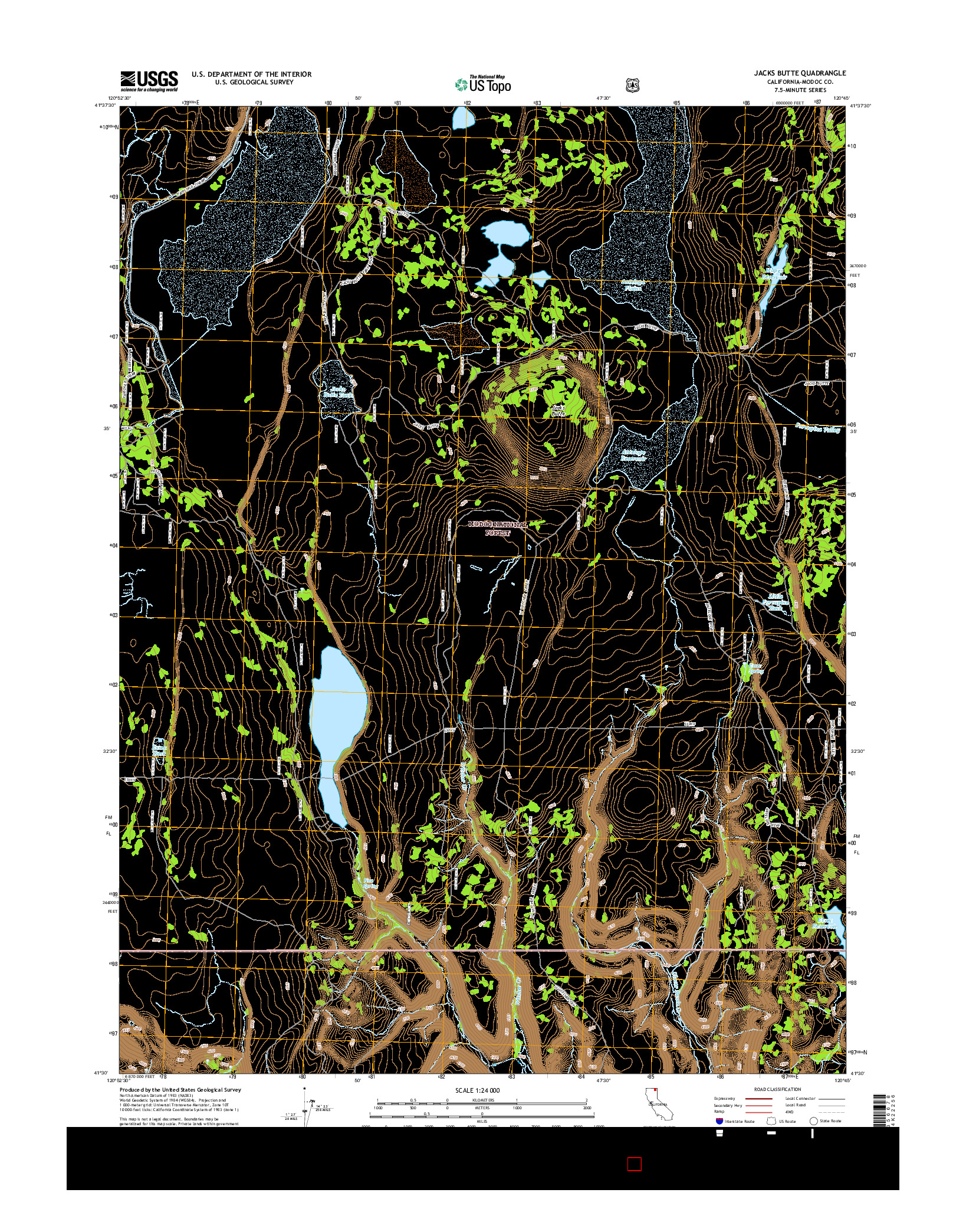 USGS US TOPO 7.5-MINUTE MAP FOR JACKS BUTTE, CA 2015