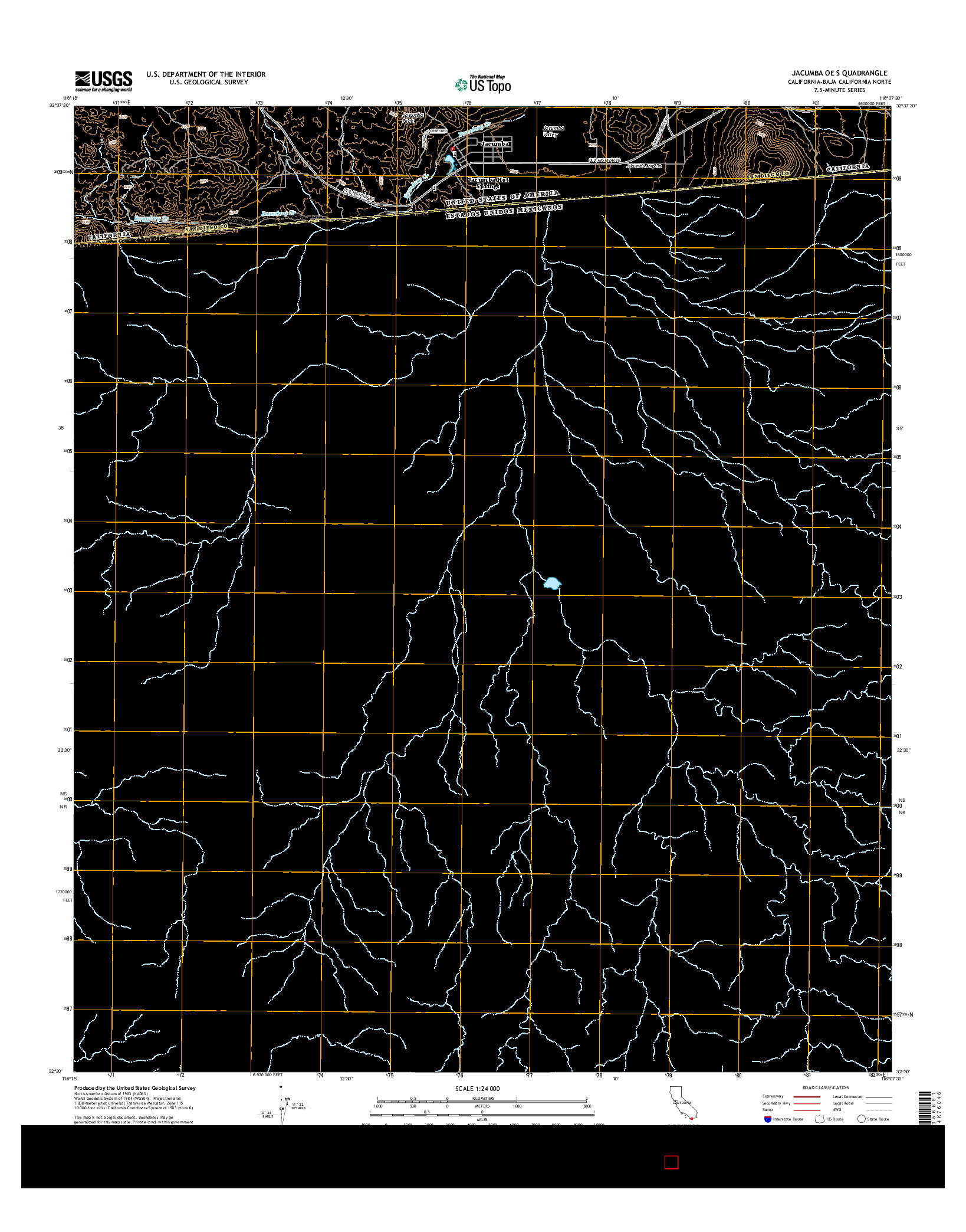 USGS US TOPO 7.5-MINUTE MAP FOR JACUMBA OE S, CA-BCN 2015