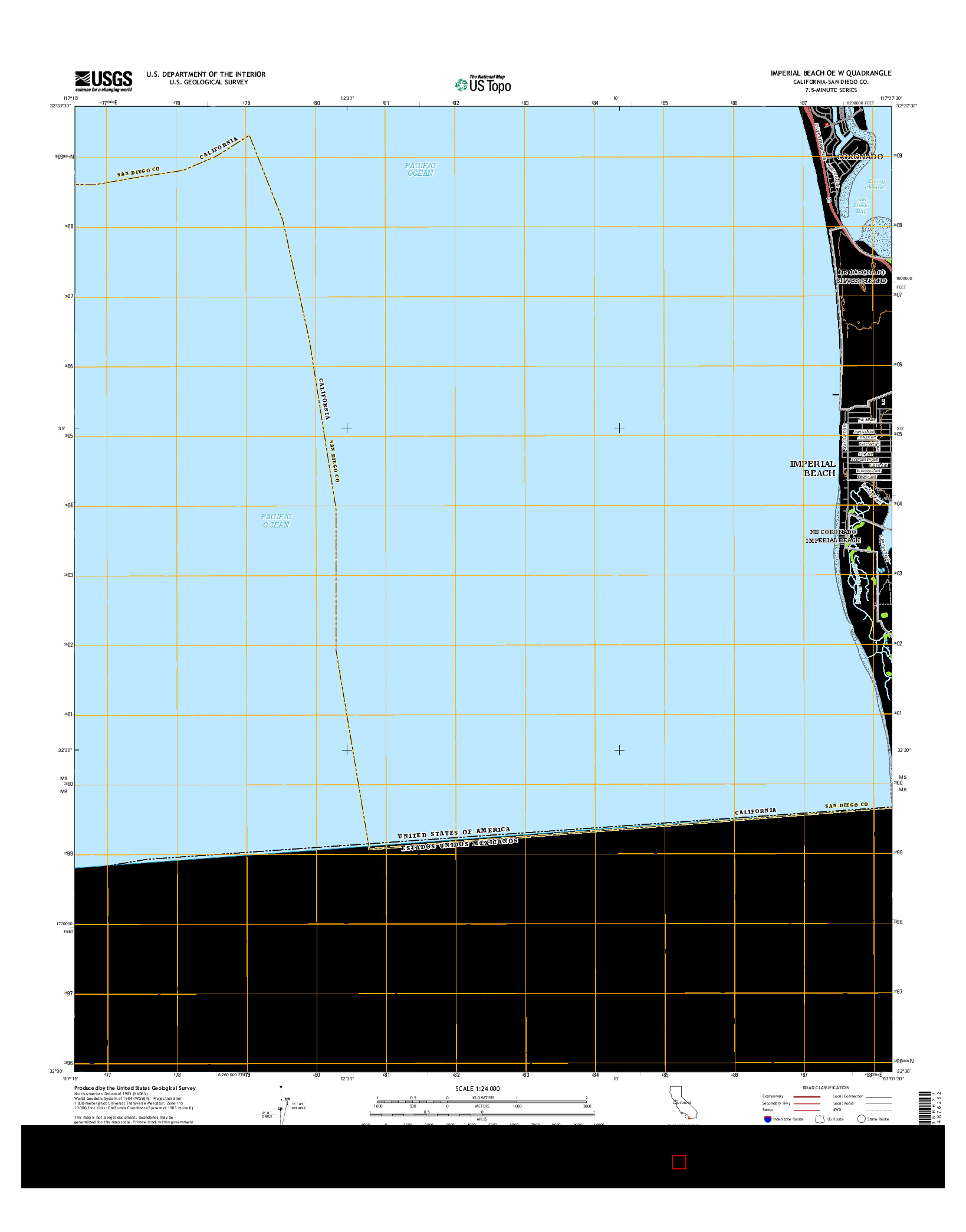 USGS US TOPO 7.5-MINUTE MAP FOR IMPERIAL BEACH OE W, CA 2015