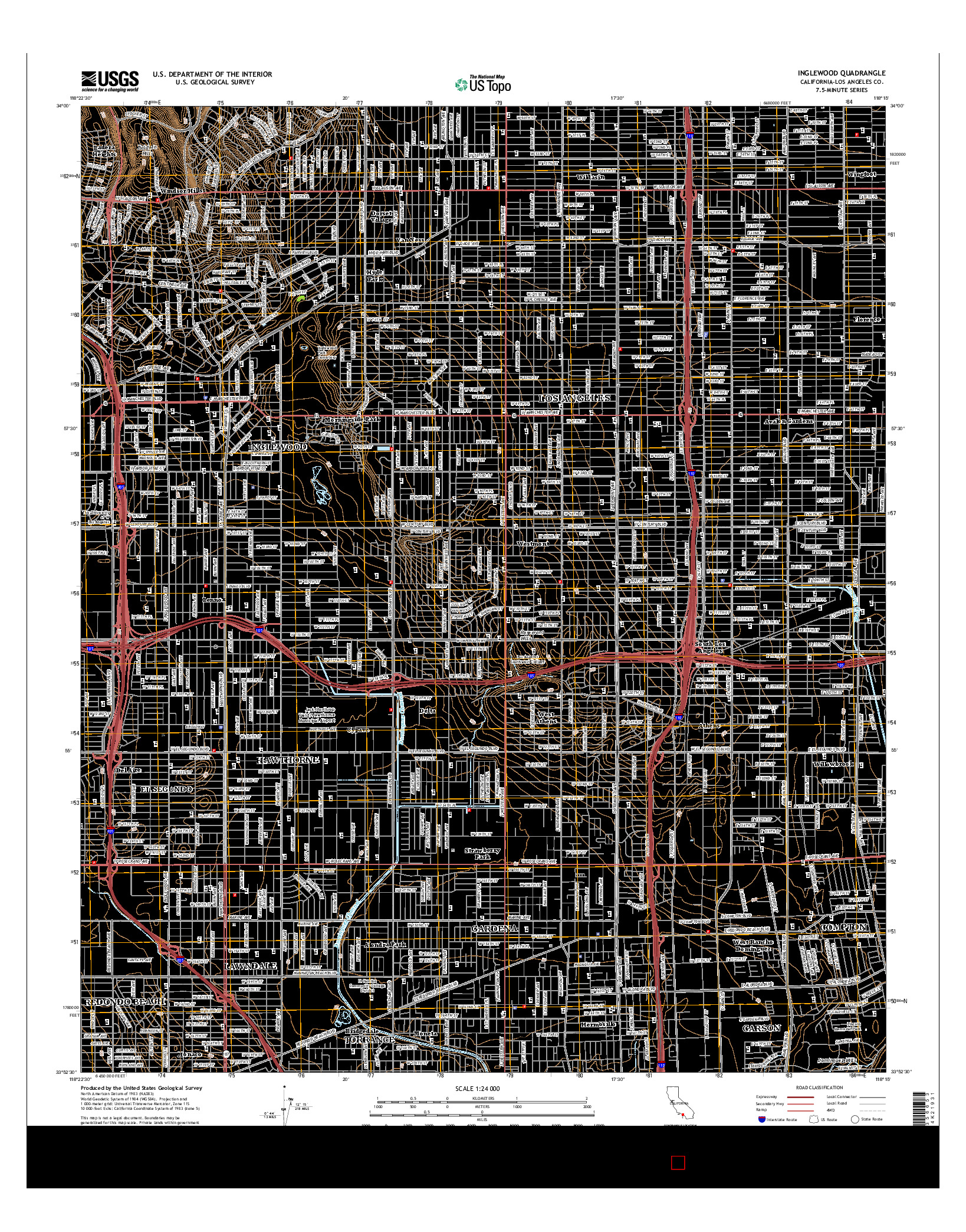 USGS US TOPO 7.5-MINUTE MAP FOR INGLEWOOD, CA 2015