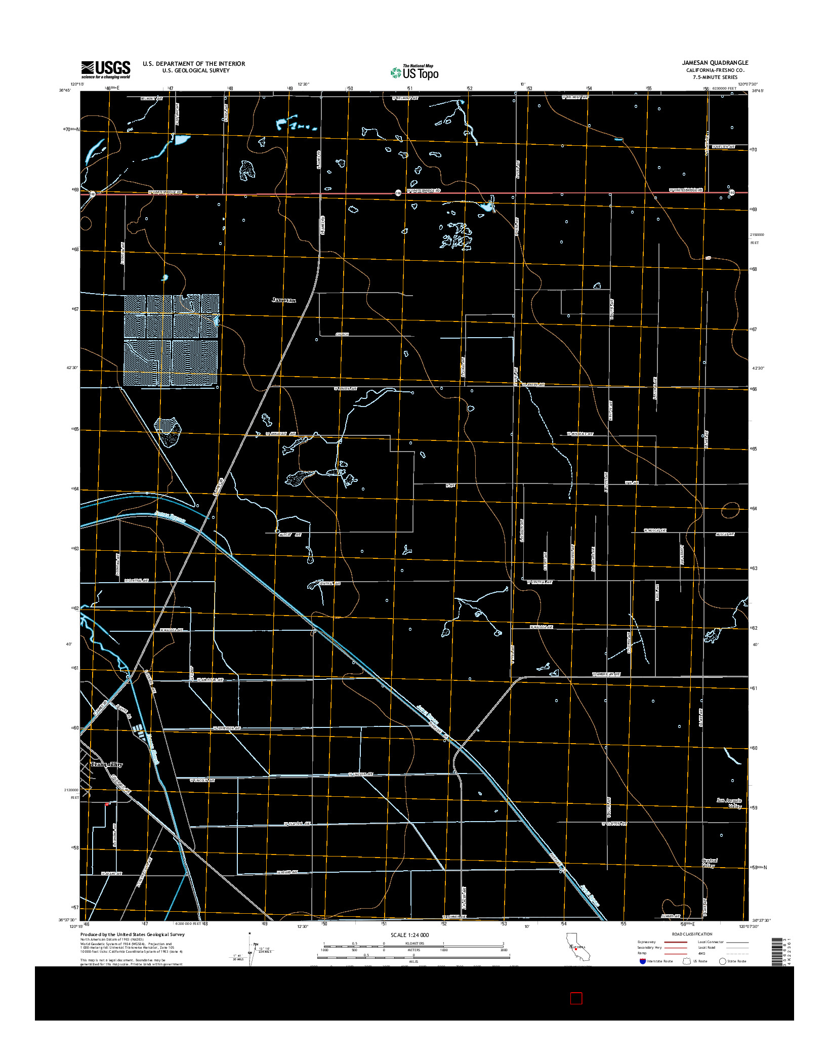 USGS US TOPO 7.5-MINUTE MAP FOR JAMESAN, CA 2015