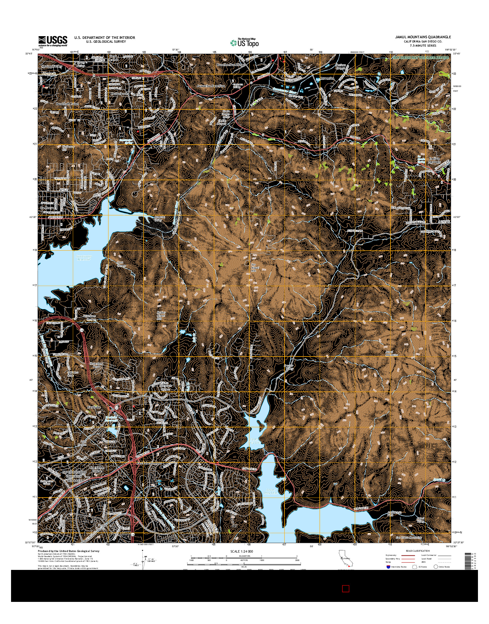 USGS US TOPO 7.5-MINUTE MAP FOR JAMUL MOUNTAINS, CA 2015