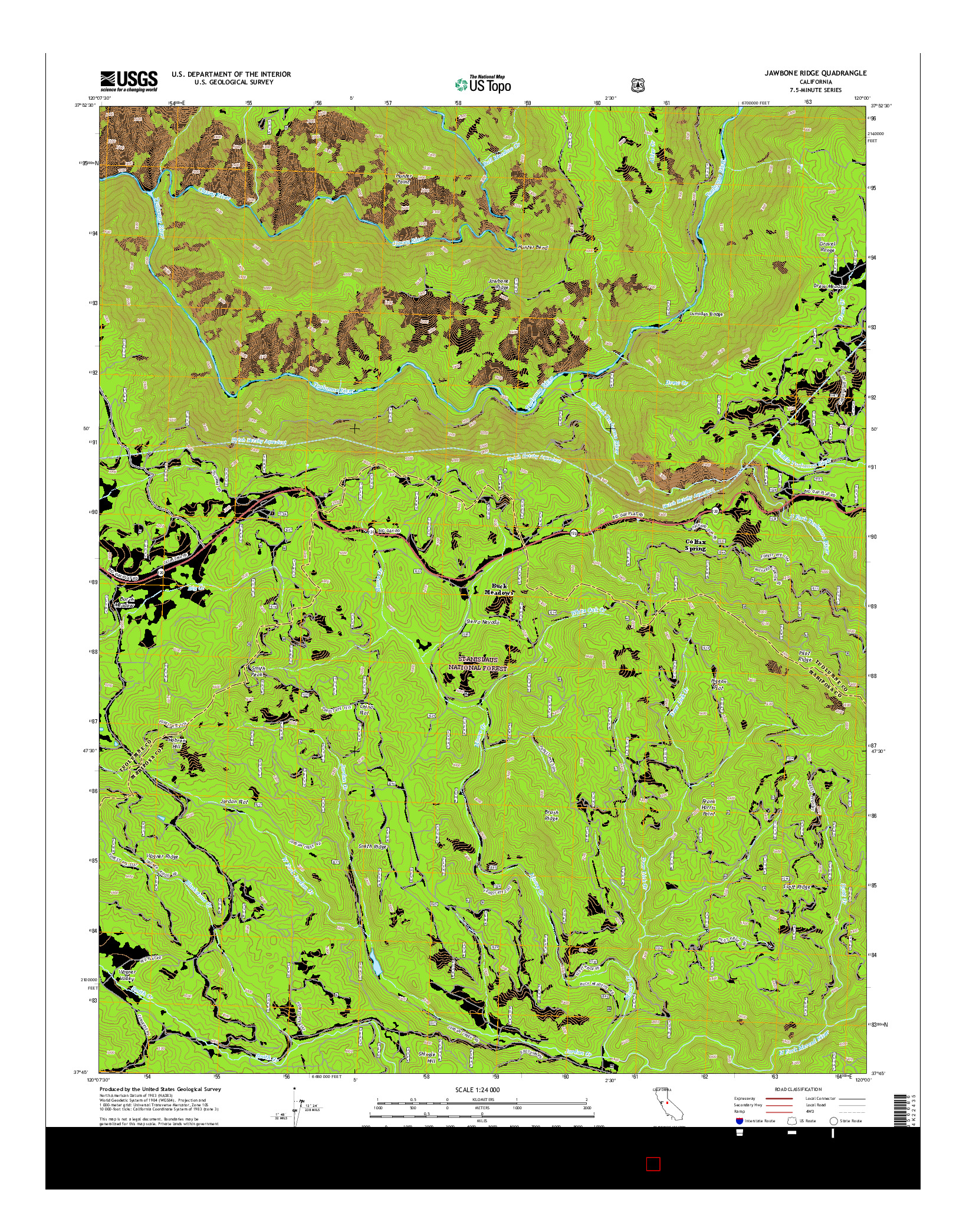 USGS US TOPO 7.5-MINUTE MAP FOR JAWBONE RIDGE, CA 2015
