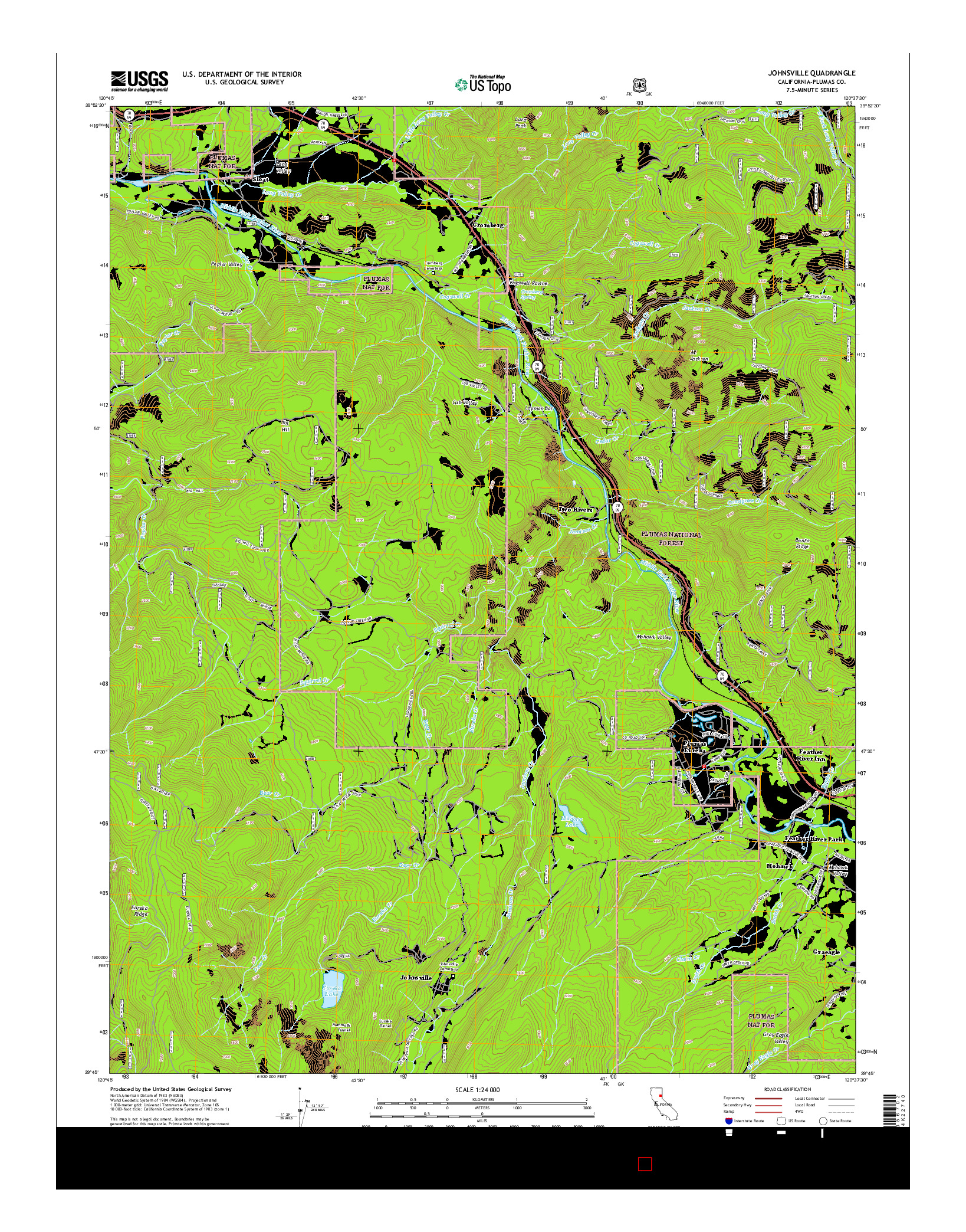 USGS US TOPO 7.5-MINUTE MAP FOR JOHNSVILLE, CA 2015