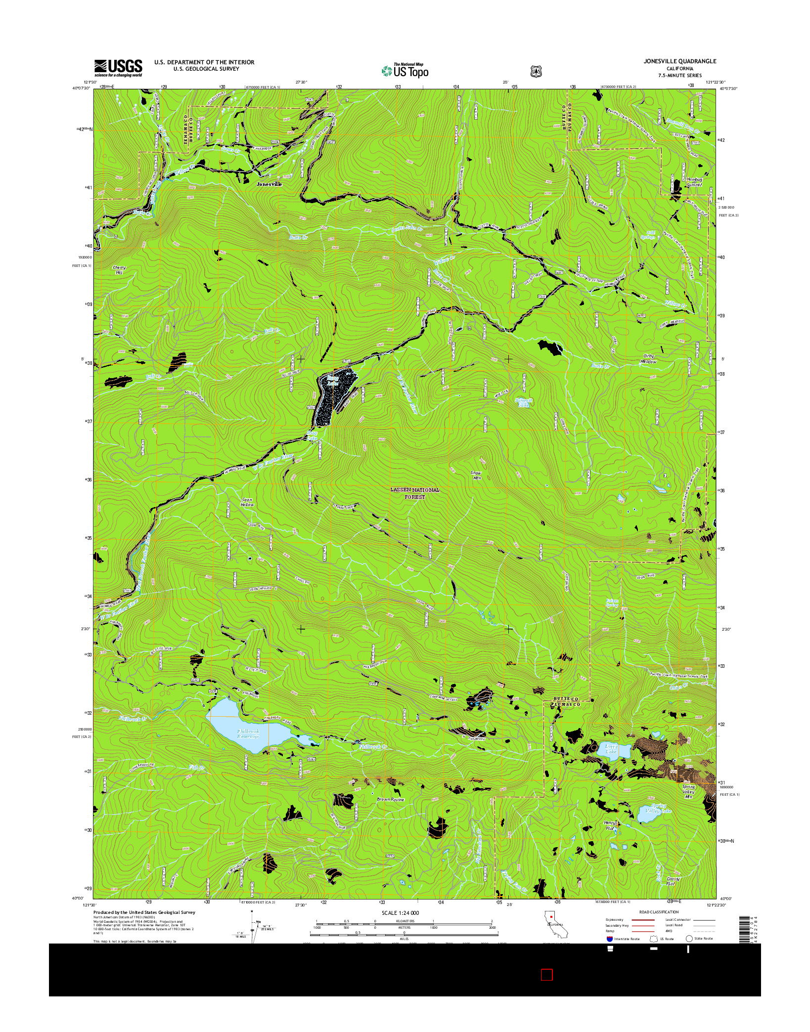 USGS US TOPO 7.5-MINUTE MAP FOR JONESVILLE, CA 2015