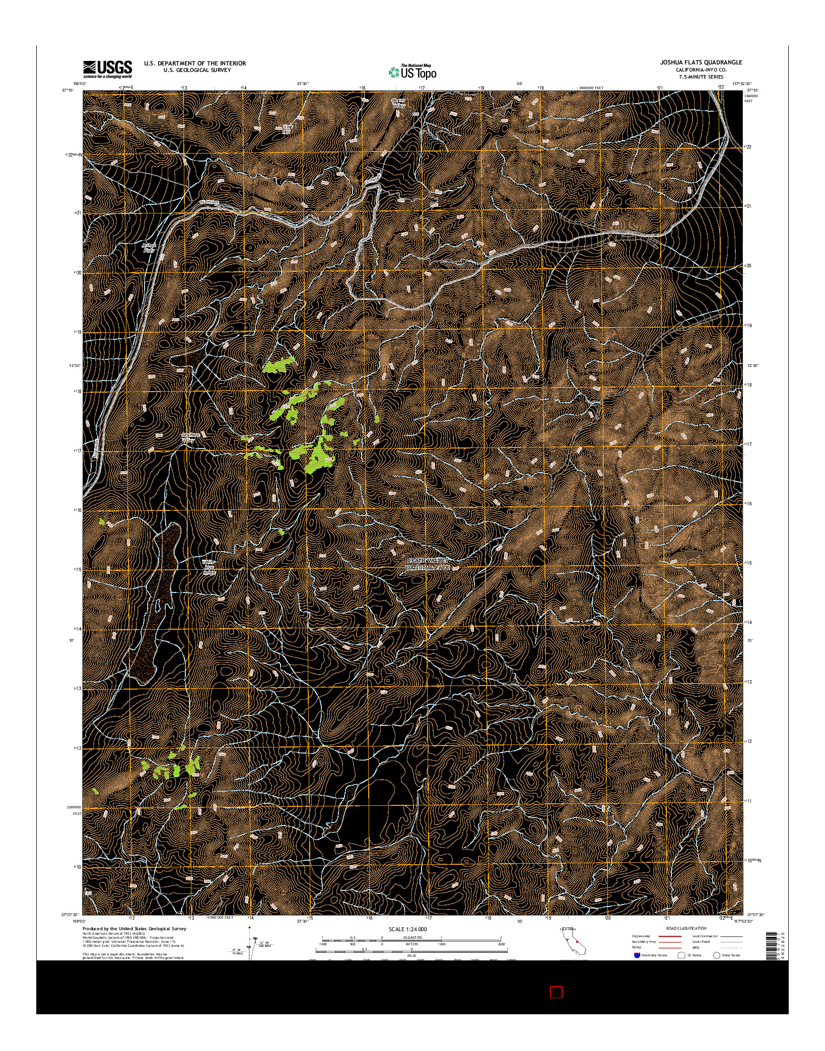 USGS US TOPO 7.5-MINUTE MAP FOR JOSHUA FLATS, CA 2015