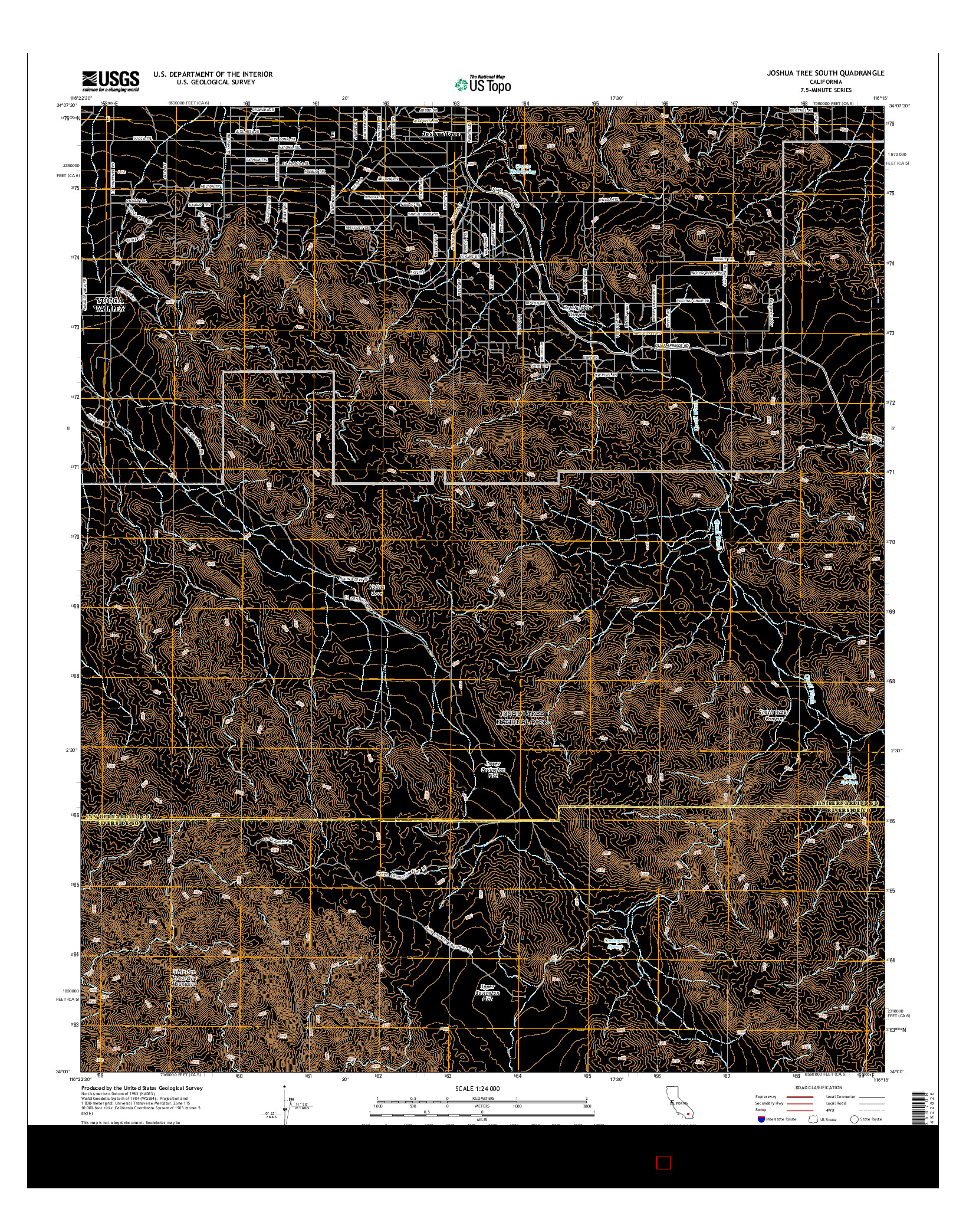 USGS US TOPO 7.5-MINUTE MAP FOR JOSHUA TREE SOUTH, CA 2015