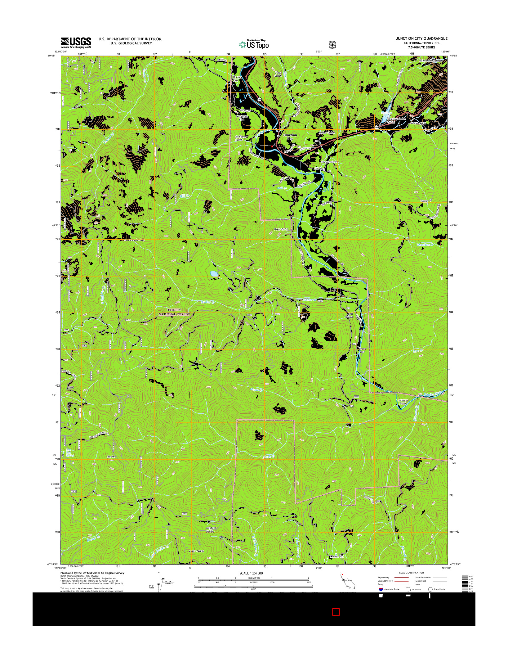 USGS US TOPO 7.5-MINUTE MAP FOR JUNCTION CITY, CA 2015