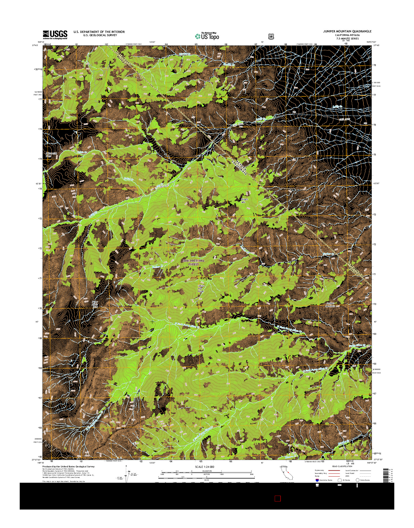 USGS US TOPO 7.5-MINUTE MAP FOR JUNIPER MOUNTAIN, CA-NV 2015