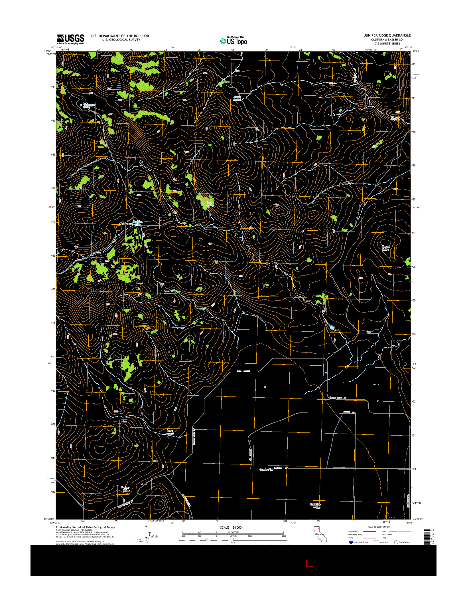 USGS US TOPO 7.5-MINUTE MAP FOR JUNIPER RIDGE, CA 2015