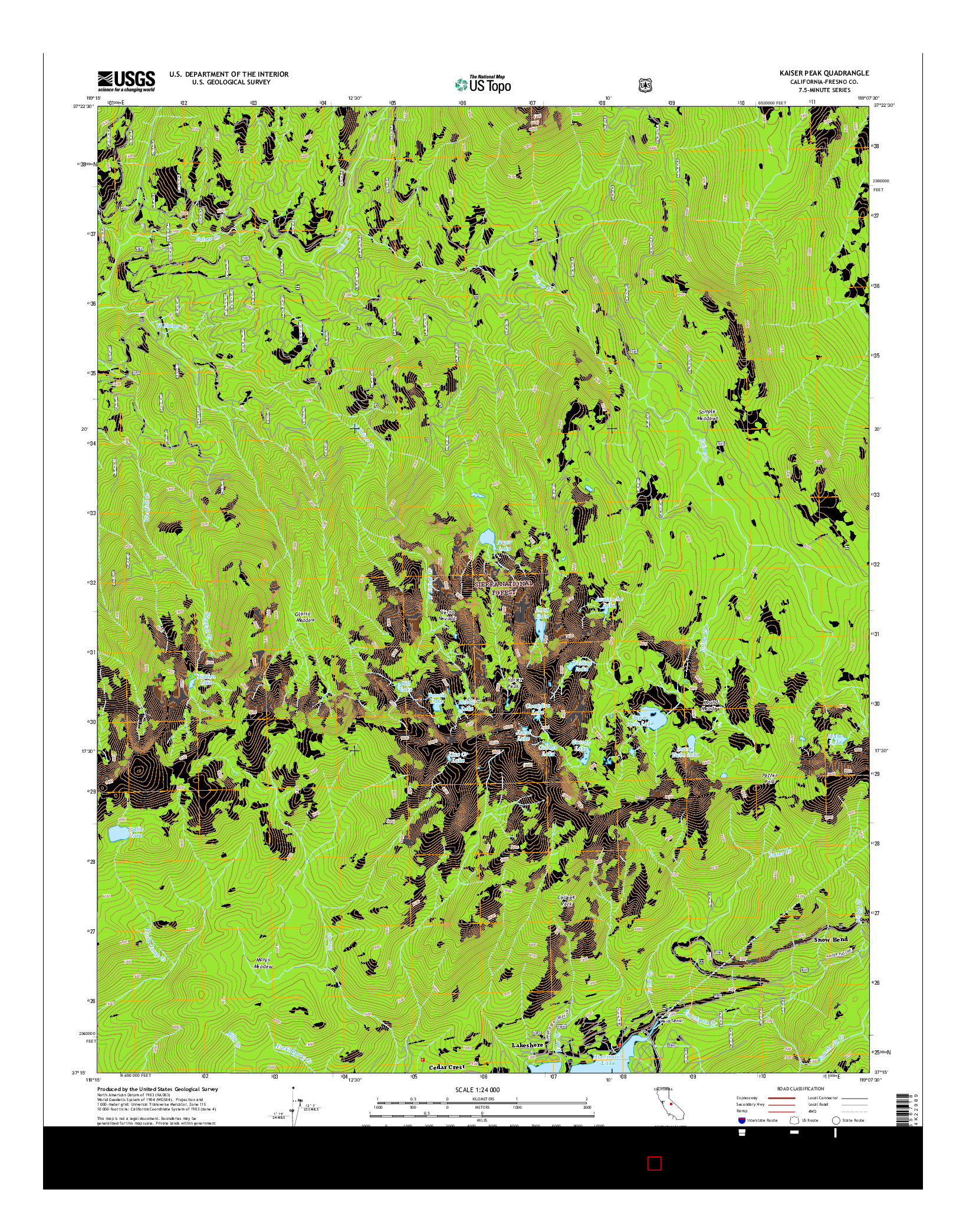 USGS US TOPO 7.5-MINUTE MAP FOR KAISER PEAK, CA 2015