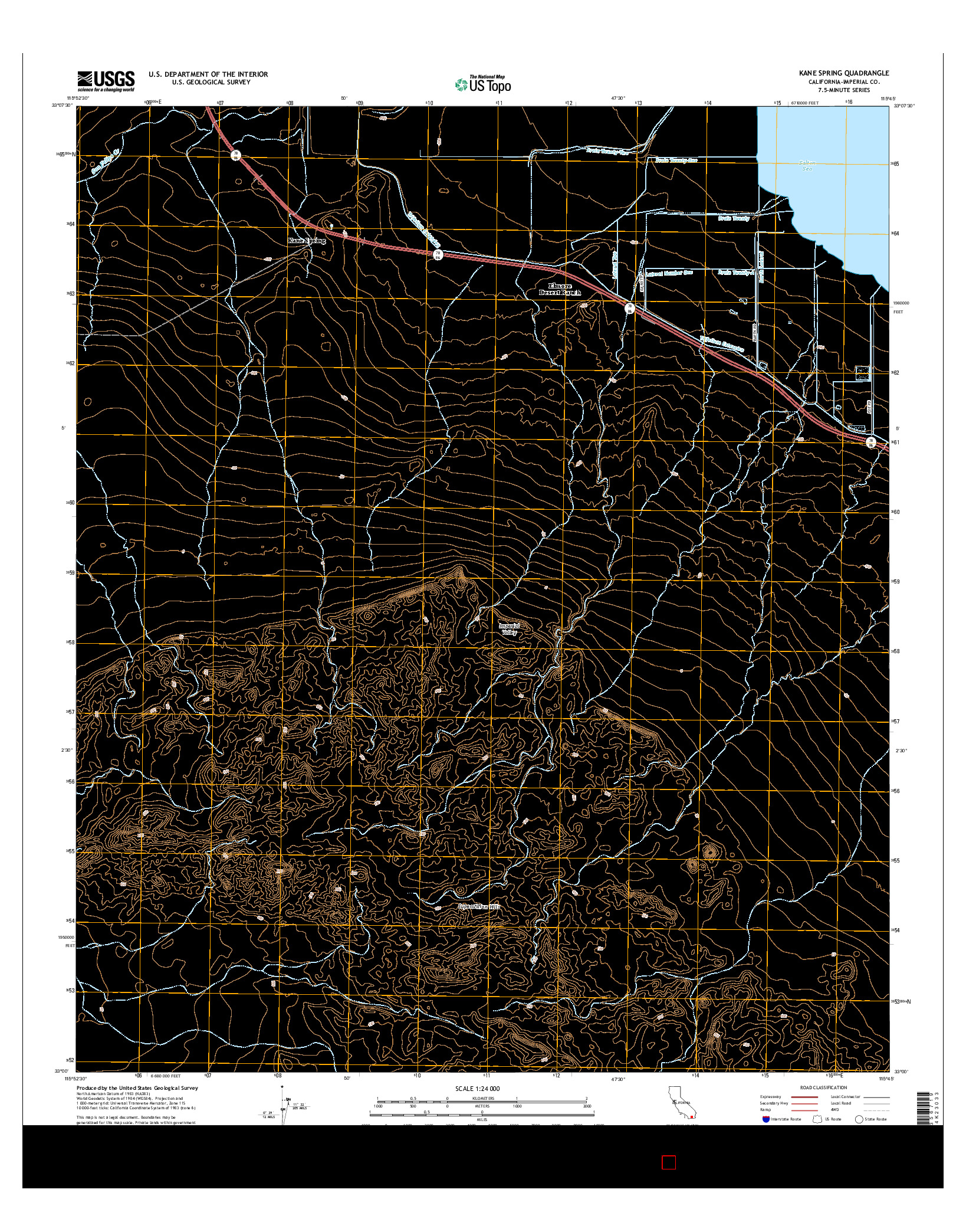 USGS US TOPO 7.5-MINUTE MAP FOR KANE SPRING, CA 2015