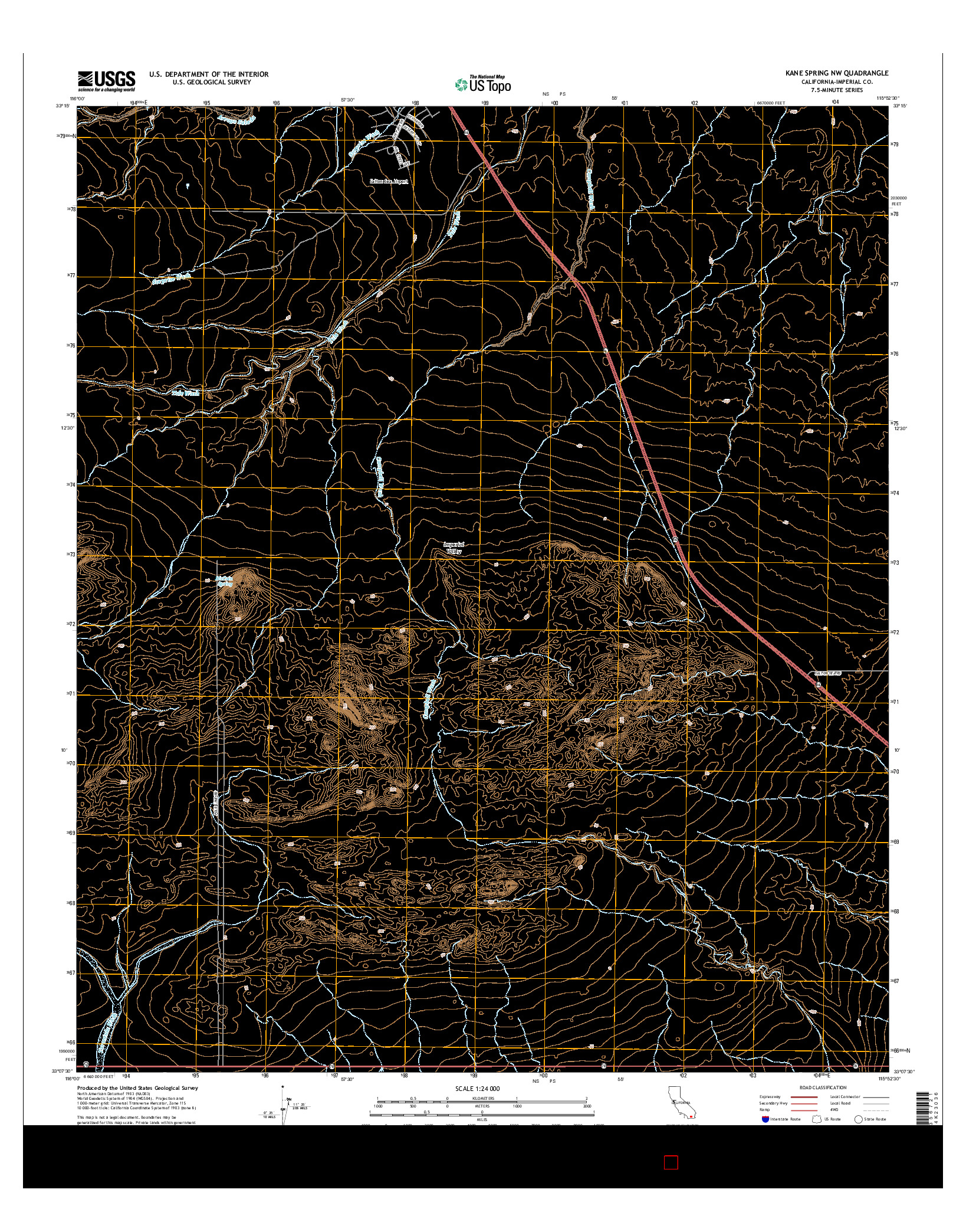 USGS US TOPO 7.5-MINUTE MAP FOR KANE SPRING NW, CA 2015