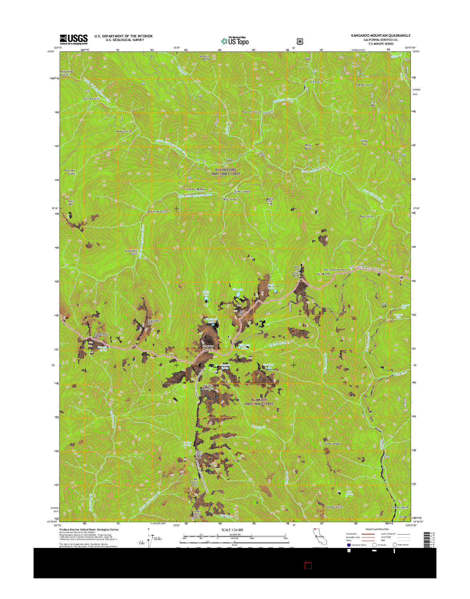 USGS US TOPO 7.5-MINUTE MAP FOR KANGAROO MOUNTAIN, CA 2015