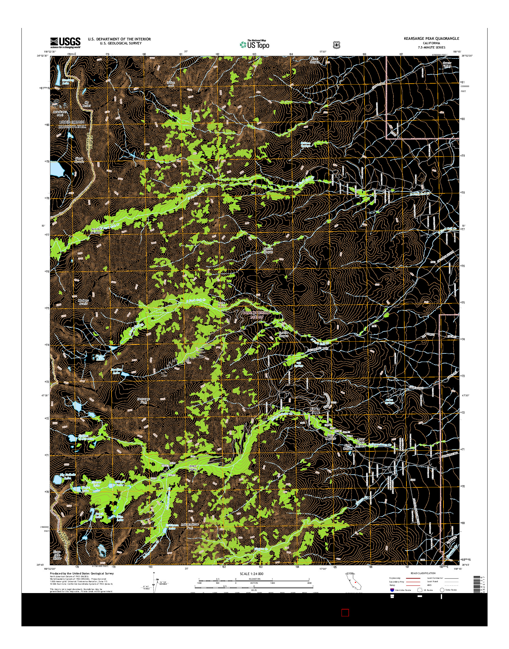 USGS US TOPO 7.5-MINUTE MAP FOR KEARSARGE PEAK, CA 2015