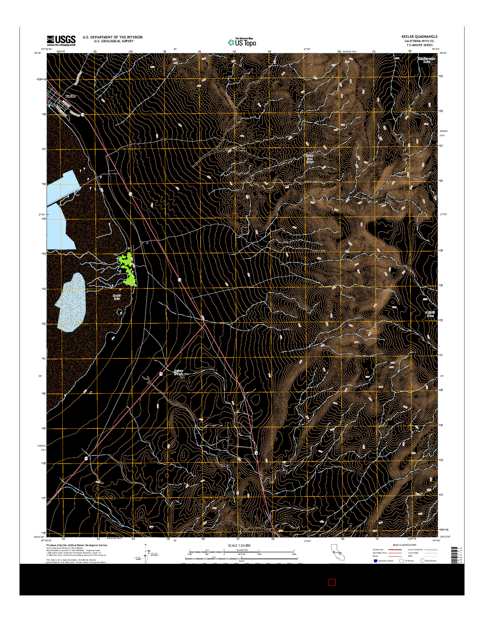 USGS US TOPO 7.5-MINUTE MAP FOR KEELER, CA 2015